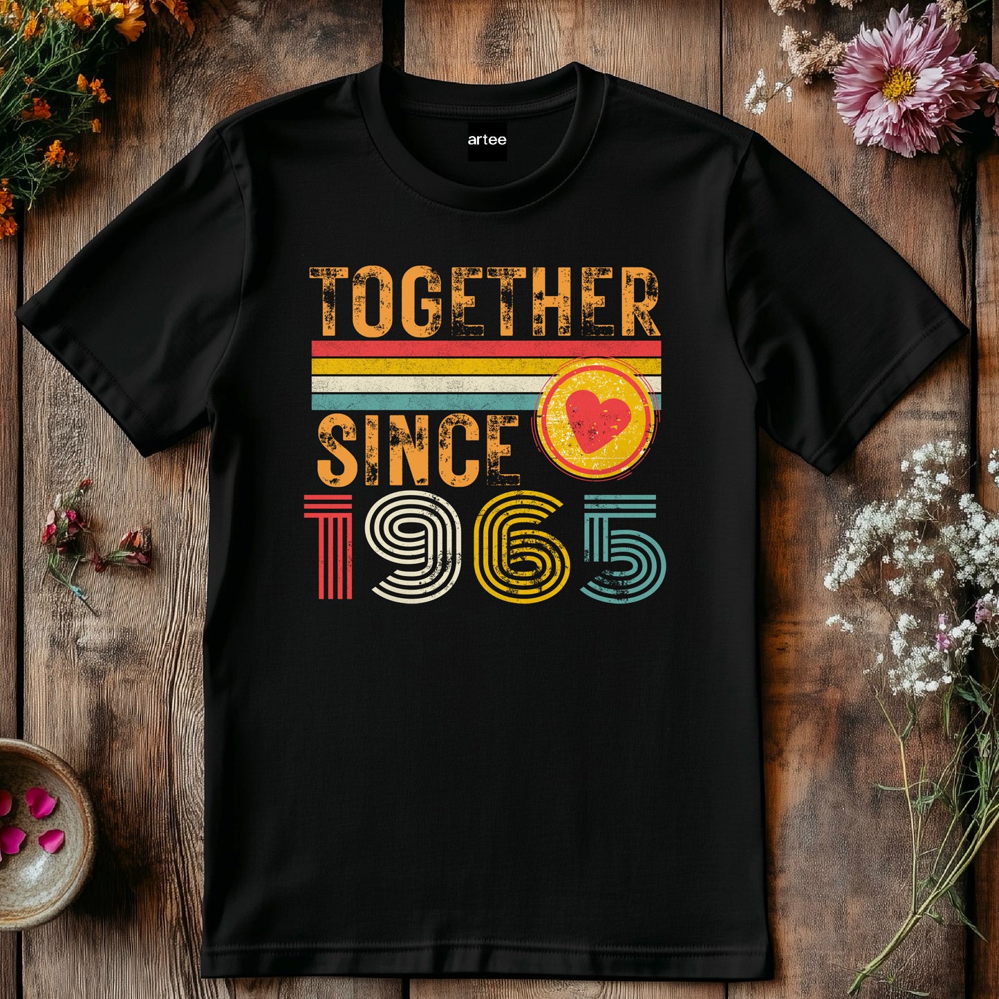 60th Anniversary Couple Shirt, Together Since 1965 Tee, Matching Husband Wife Gift, Est. 1965 Love Rings T-Shirt