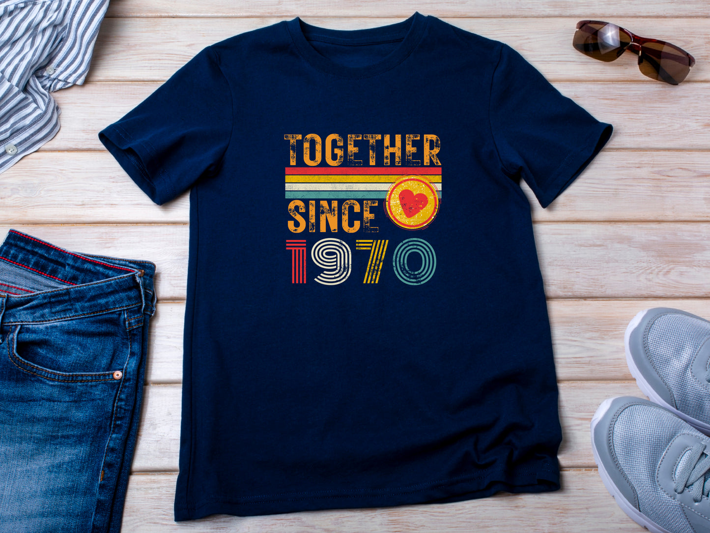 55th Anniversary Couple Shirt, Together Since 1970 Tee, Matching Husband Wife Gift, Est. 1970 Love Rings T-Shirt