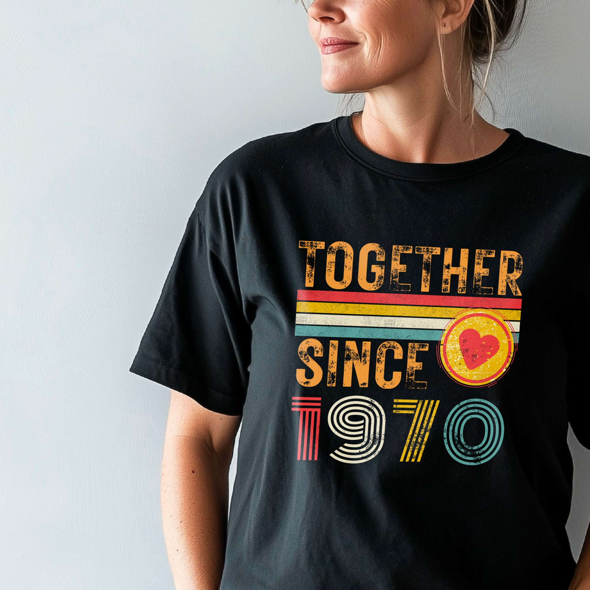 55th Anniversary Couple Shirt, Together Since 1970 Tee, Matching Husband Wife Gift, Est. 1970 Love Rings T-Shirt