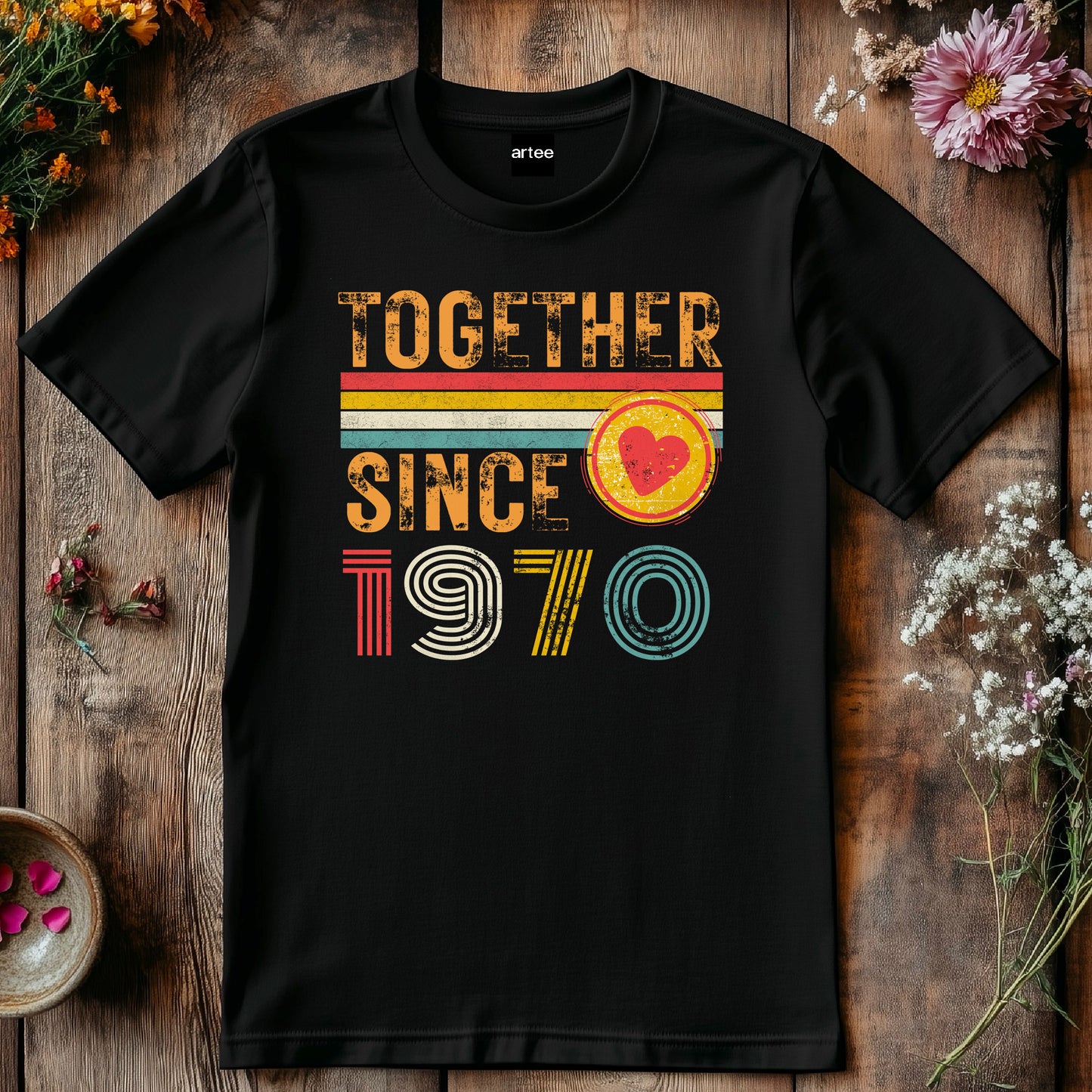 55th Anniversary Couple Shirt, Together Since 1970 Tee, Matching Husband Wife Gift, Est. 1970 Love Rings T-Shirt