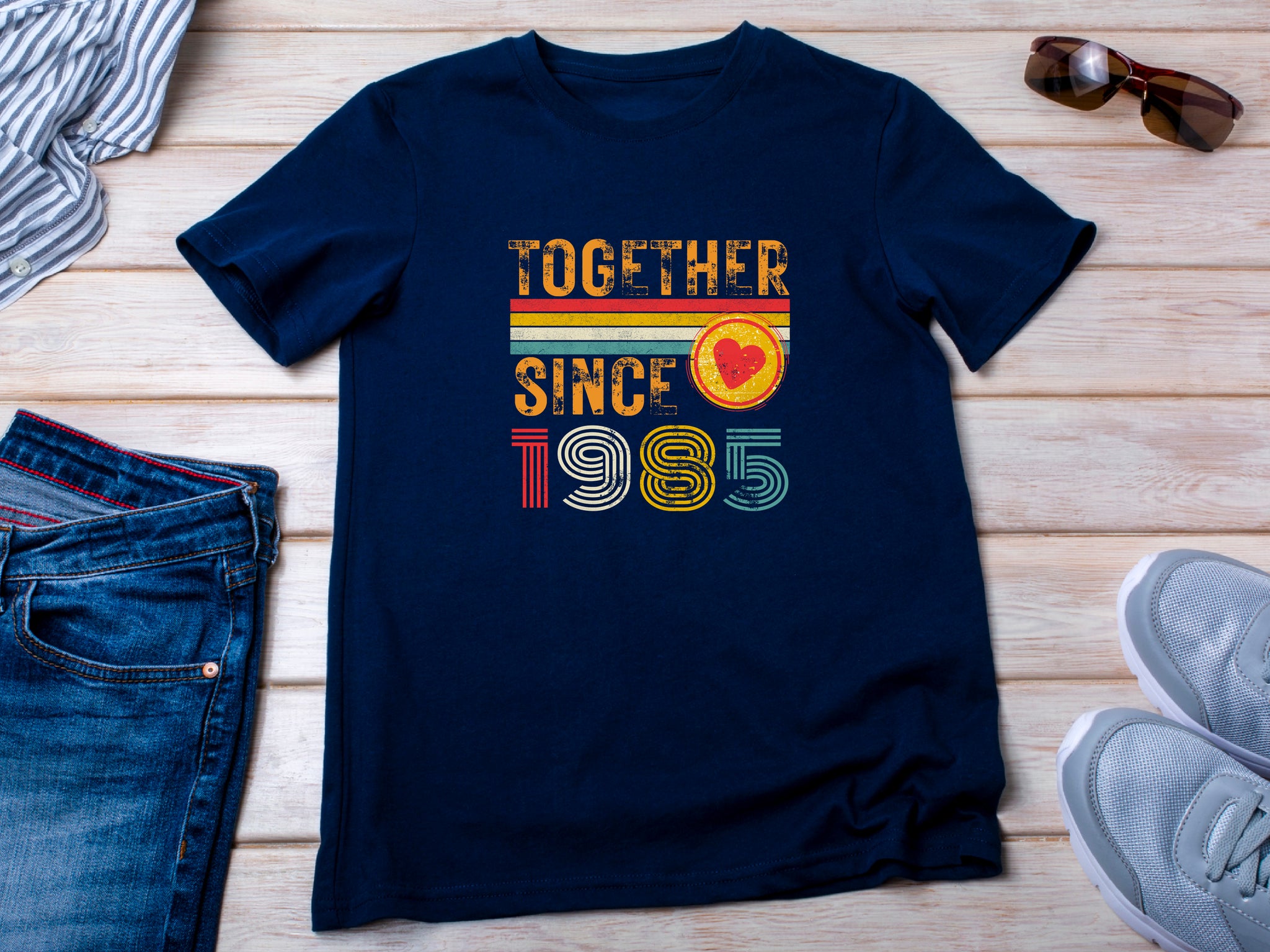 Anniversary Shirt for Couple Est. 1985, Matching Wifey & Hubby Tees, Custom Husband and Wife Gift, 40th Anniversary T-Shirt