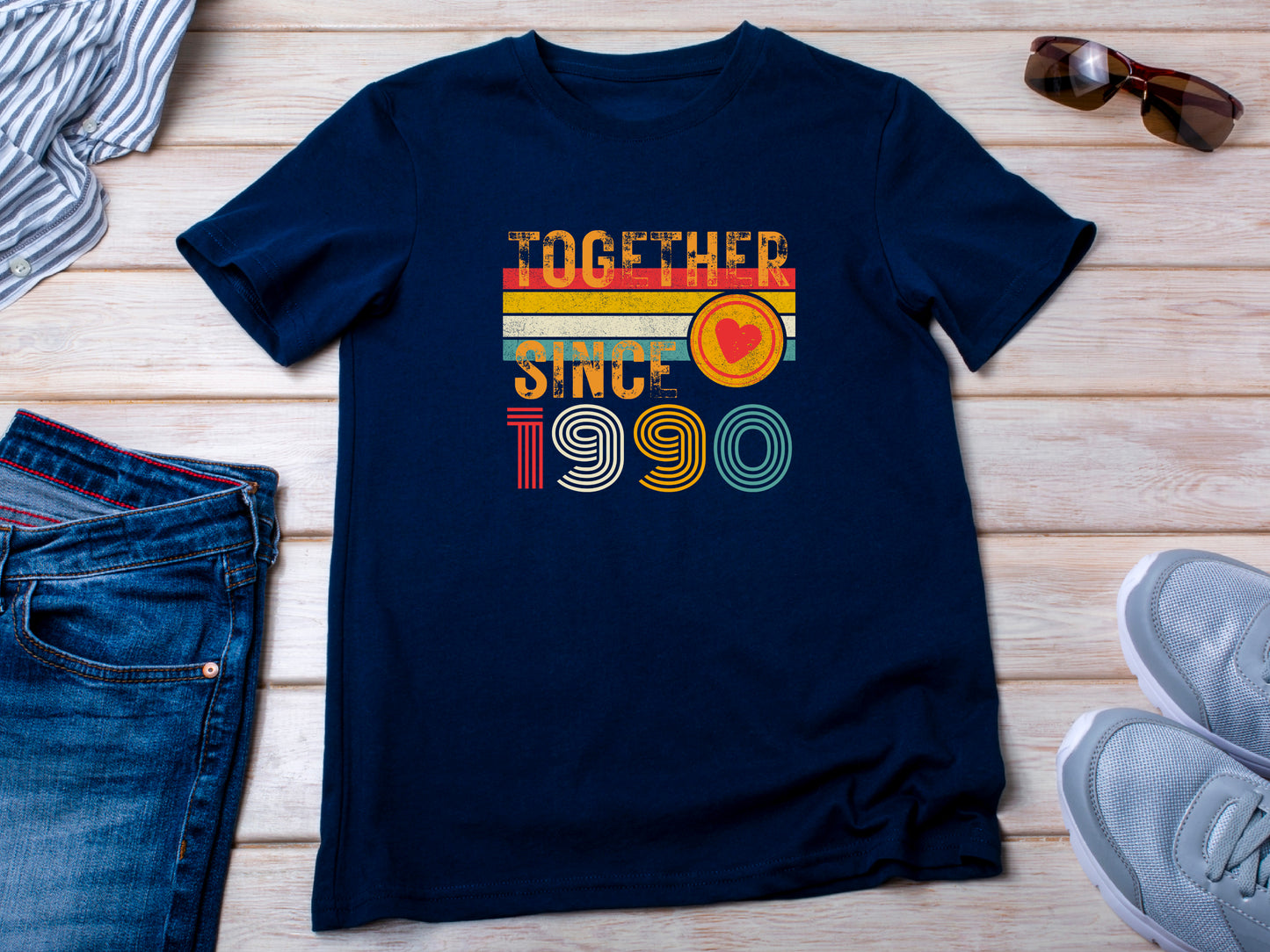 35th Anniversary Shirt, Est. 1990 Matching Couple Tees, Wifey & Hubby Gift, Married Since 1990 Custom Husband and Wife T-Shirt