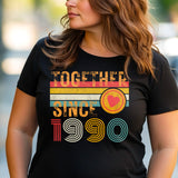 35th Anniversary Shirt, Est. 1990 Matching Couple Tees, Wifey & Hubby Gift, Married Since 1990 Custom Husband and Wife T-Shirt