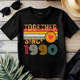 35th Anniversary Shirt, Est. 1990 Matching Couple Tees, Wifey & Hubby Gift, Married Since 1990 Custom Husband and Wife T-Shirt