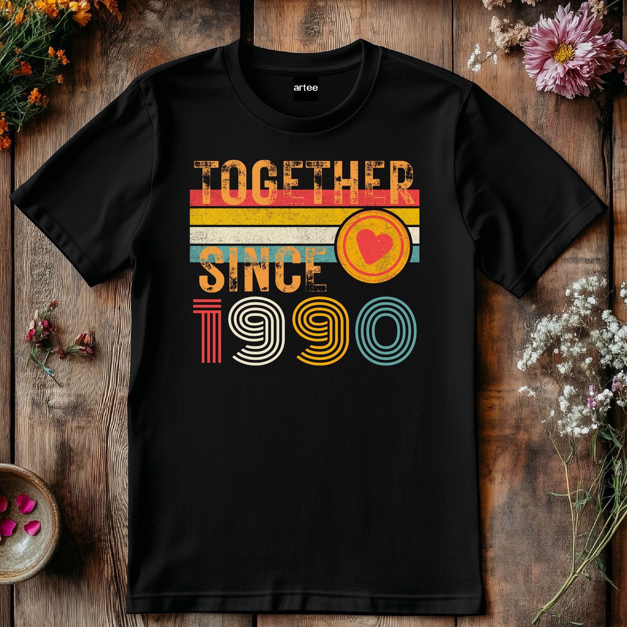 35th Anniversary Shirt, Est. 1990 Matching Couple Tees, Wifey & Hubby Gift, Married Since 1990 Custom Husband and Wife T-Shirt