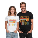 Customise Any Year Together Since 1995 Vintage Couple 30th Wedding Anniversary T-Shirt Husband Wife Boyfriend Girlfriend T Shirt Tee Top