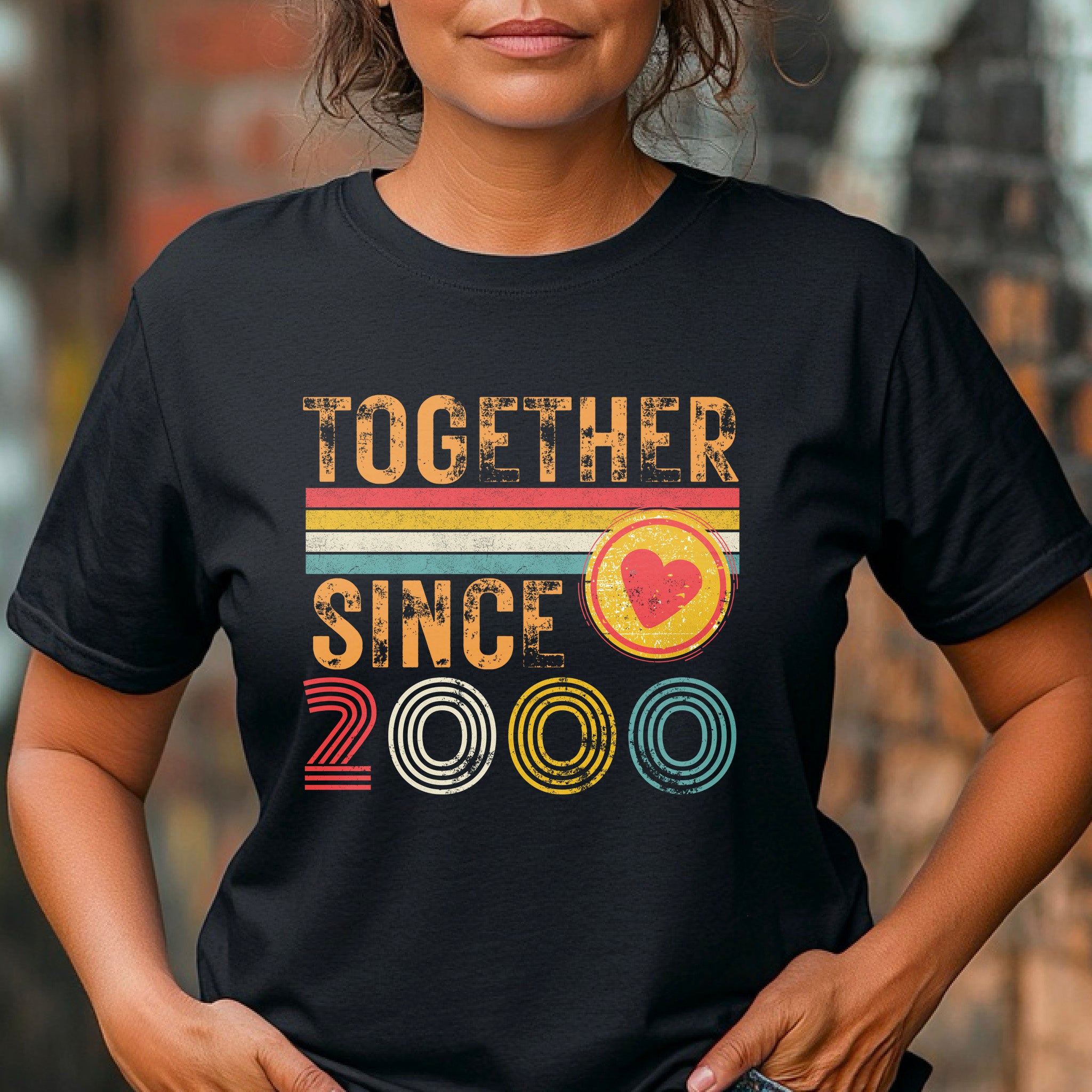 Couple Anniversary Gift Custom Year 2000 Together Since T-Shirt, Retro Love Shirt, Husband Wife Matching Tee