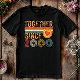 Couple Anniversary Gift Custom Year 2000 Together Since T-Shirt, Retro Love Shirt, Husband Wife Matching Tee