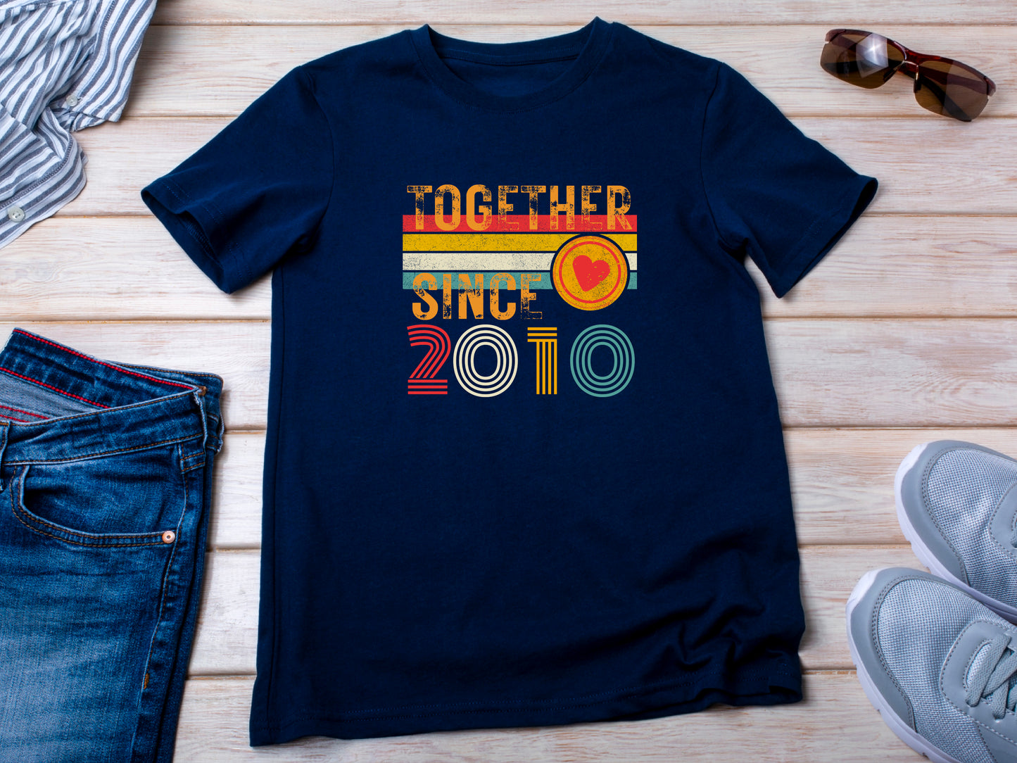 Custom Anniversary T-Shirt – Matching Couple Shirts – Since 2010 Gift for Husband and Wife – Wifey and Hubby Unisex Tee