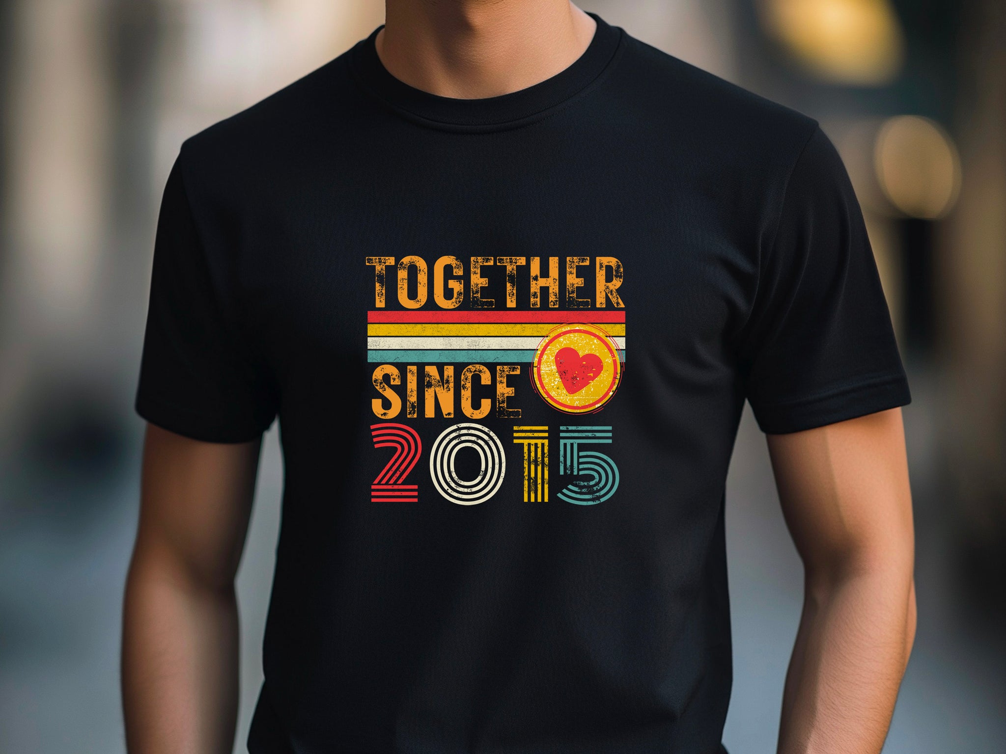 Together Since 2015 Heart T-Shirt – Matching Couple Shirt – Anniversary Gift for Him and Her – Husband Wife Unisex Love Tee