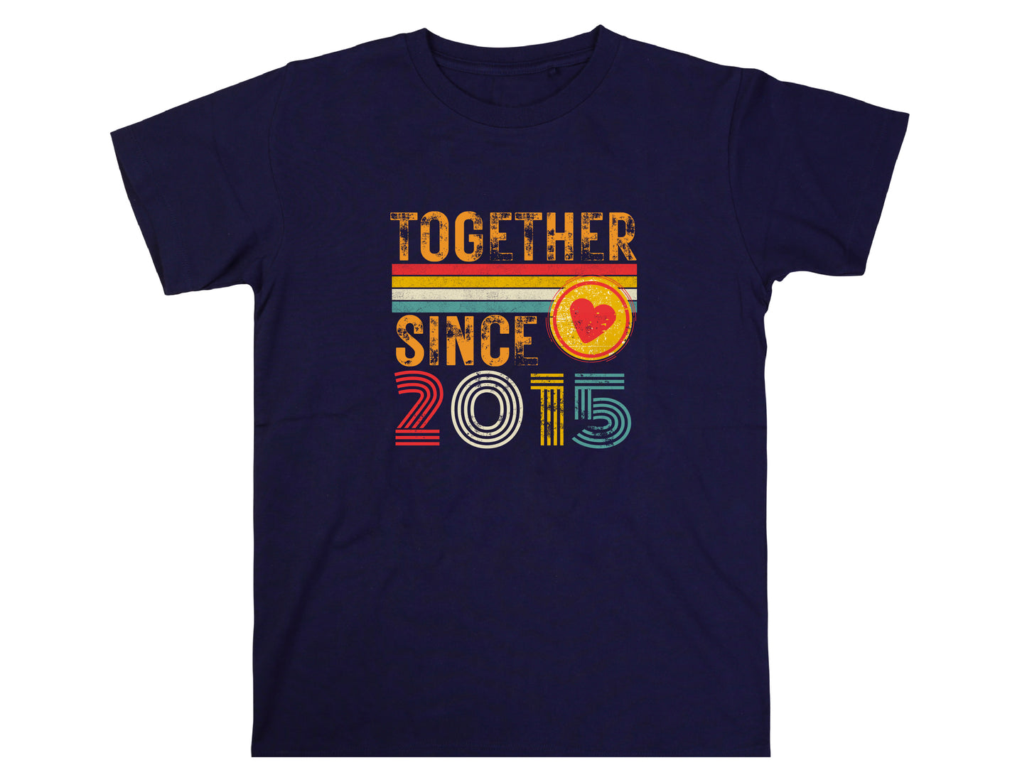 Together Since 2015 Heart T-Shirt – Matching Couple Shirt – Anniversary Gift for Him and Her – Husband Wife Unisex Love Tee