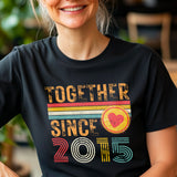 Together Since 2015 Heart T-Shirt – Matching Couple Shirt – Anniversary Gift for Him and Her – Husband Wife Unisex Love Tee