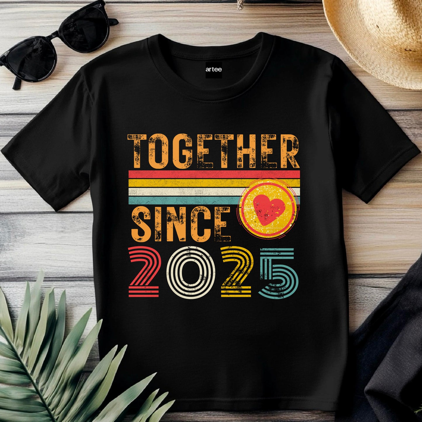 Together Since 2025 Shirt – Matching Couple T-Shirt with Heart, Anniversary Gift, New Relationship Shirt, Valentine's Day Gift