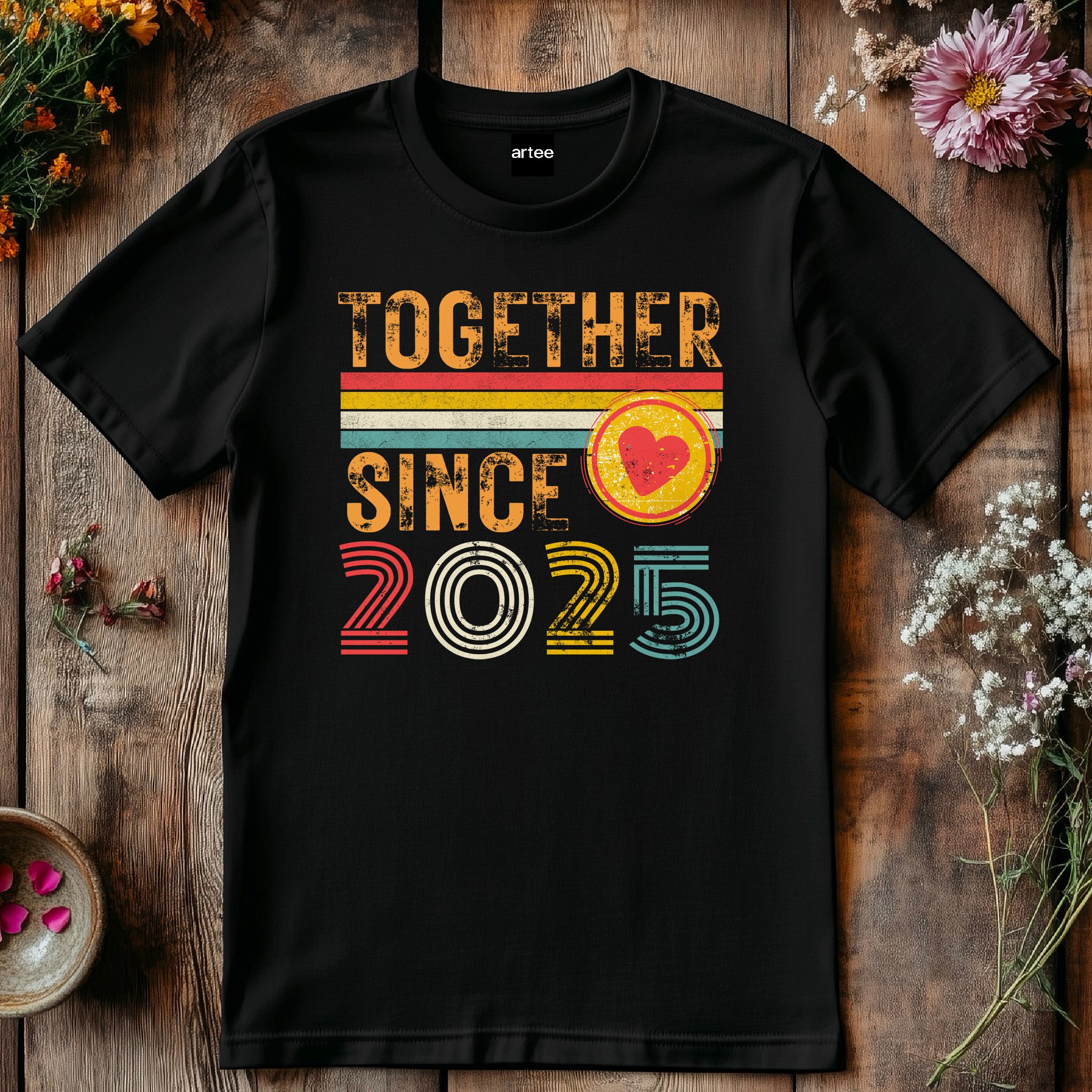 Together Since 2025 Shirt – Matching Couple T-Shirt with Heart, Anniversary Gift, New Relationship Shirt, Valentine's Day Gift