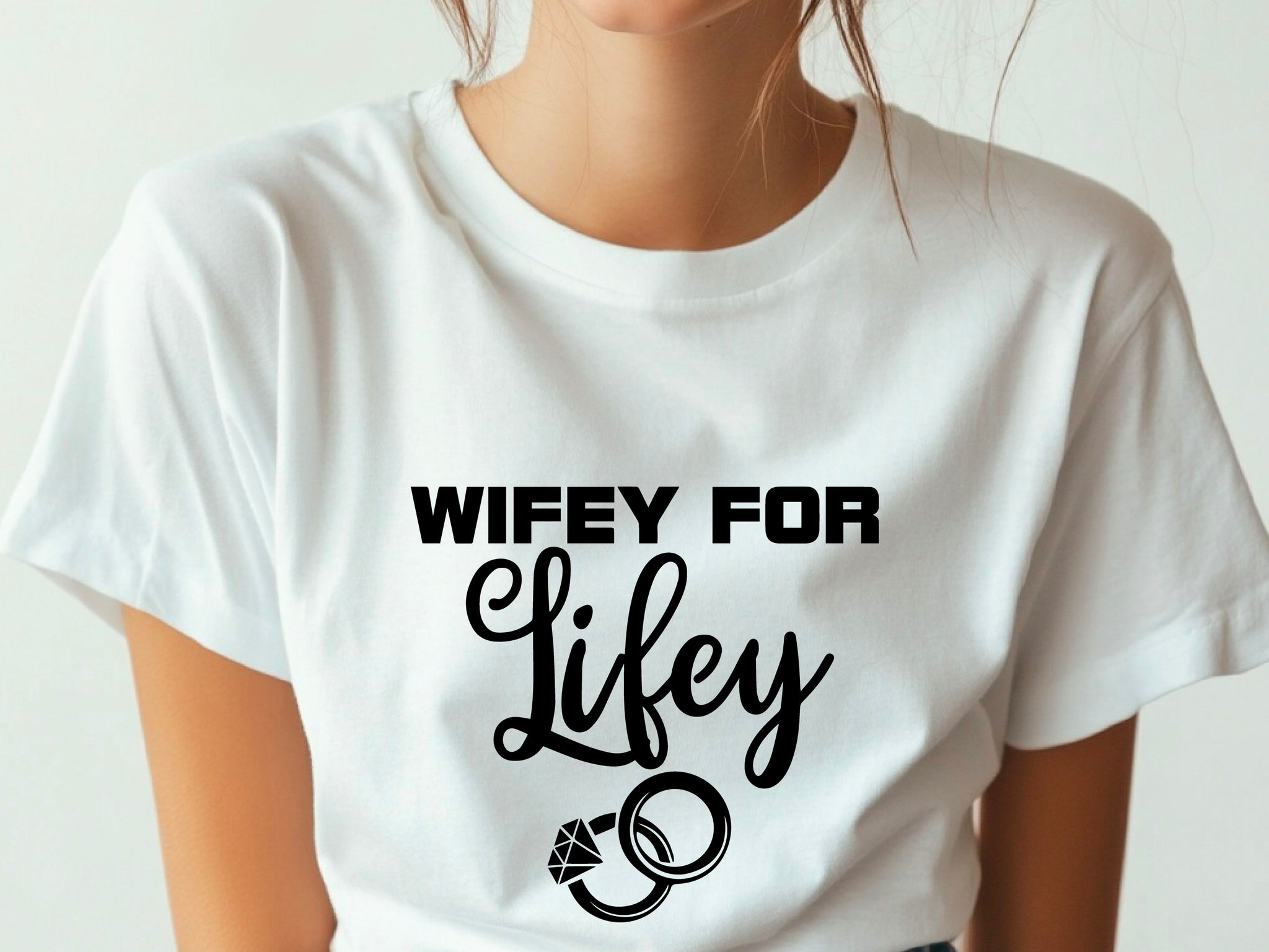 Wifey for Lifey T-Shirt – Cute Wedding Shirt with Rings – Bride Gift – Bachelorette Party Tee – Just Married Shirt for Her