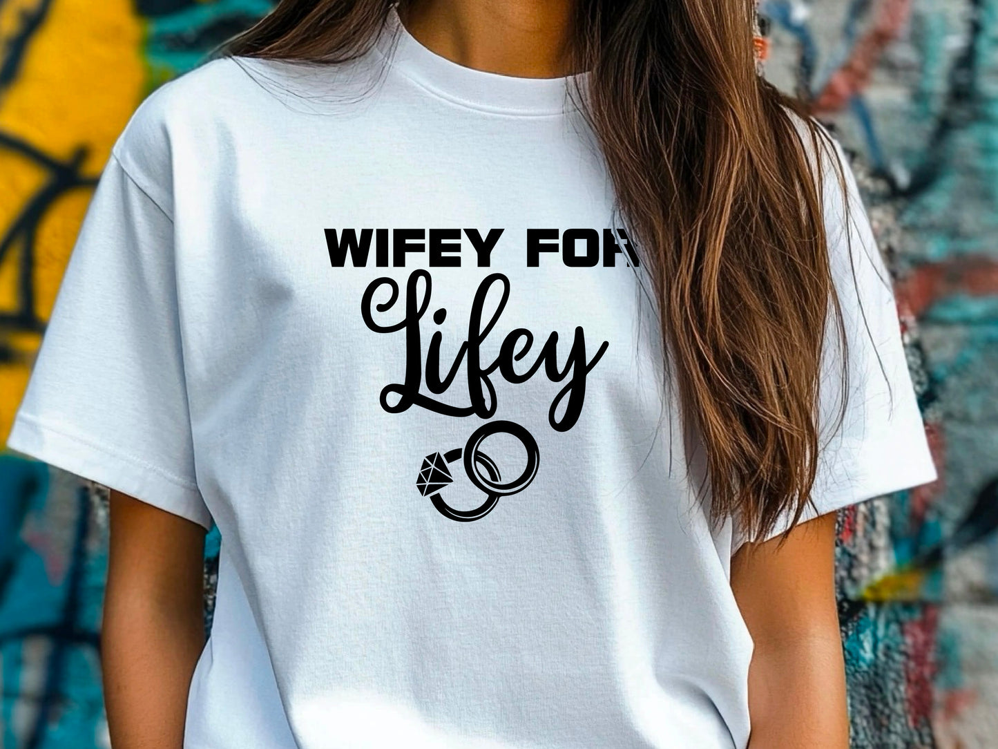 Wifey for Lifey T-Shirt – Cute Wedding Shirt with Rings – Bride Gift – Bachelorette Party Tee – Just Married Shirt for Her
