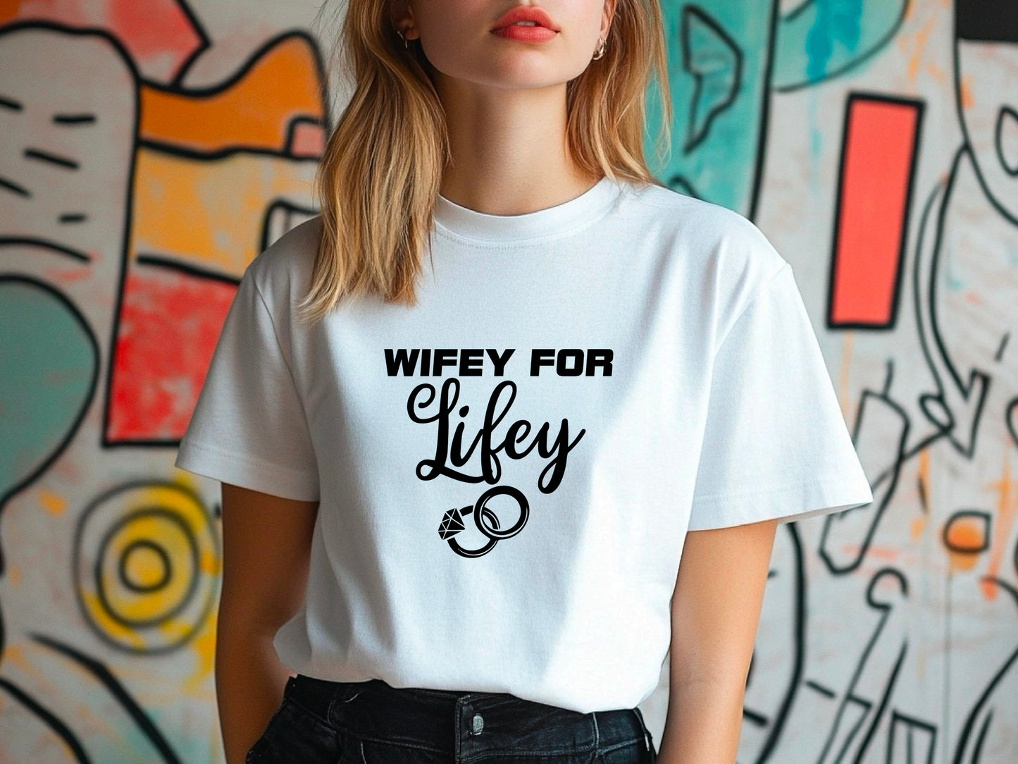 Wifey for Lifey T-Shirt – Cute Wedding Shirt with Rings – Bride Gift – Bachelorette Party Tee – Just Married Shirt for Her