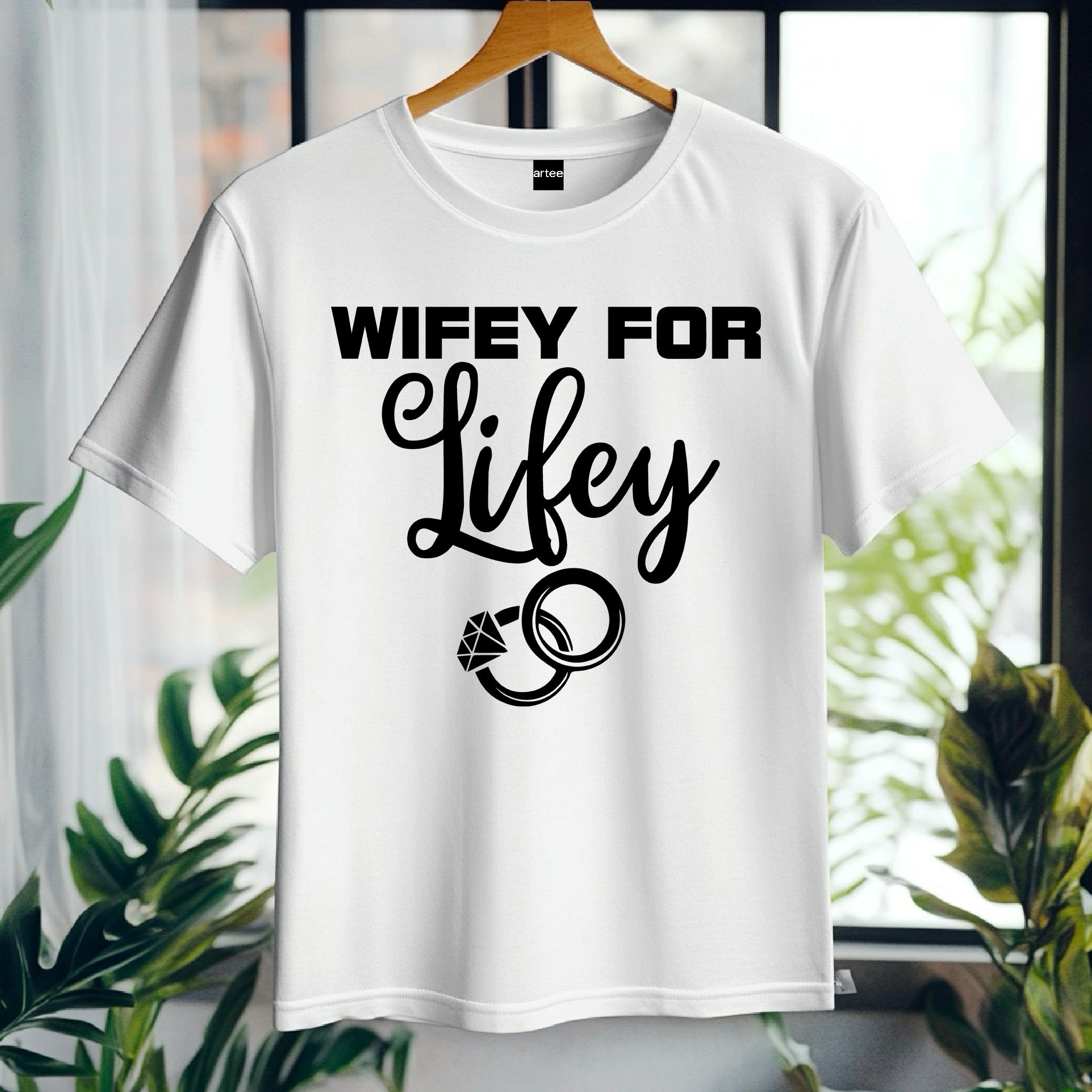 Wifey for Lifey T-Shirt – Cute Wedding Shirt with Rings – Bride Gift – Bachelorette Party Tee – Just Married Shirt for Her