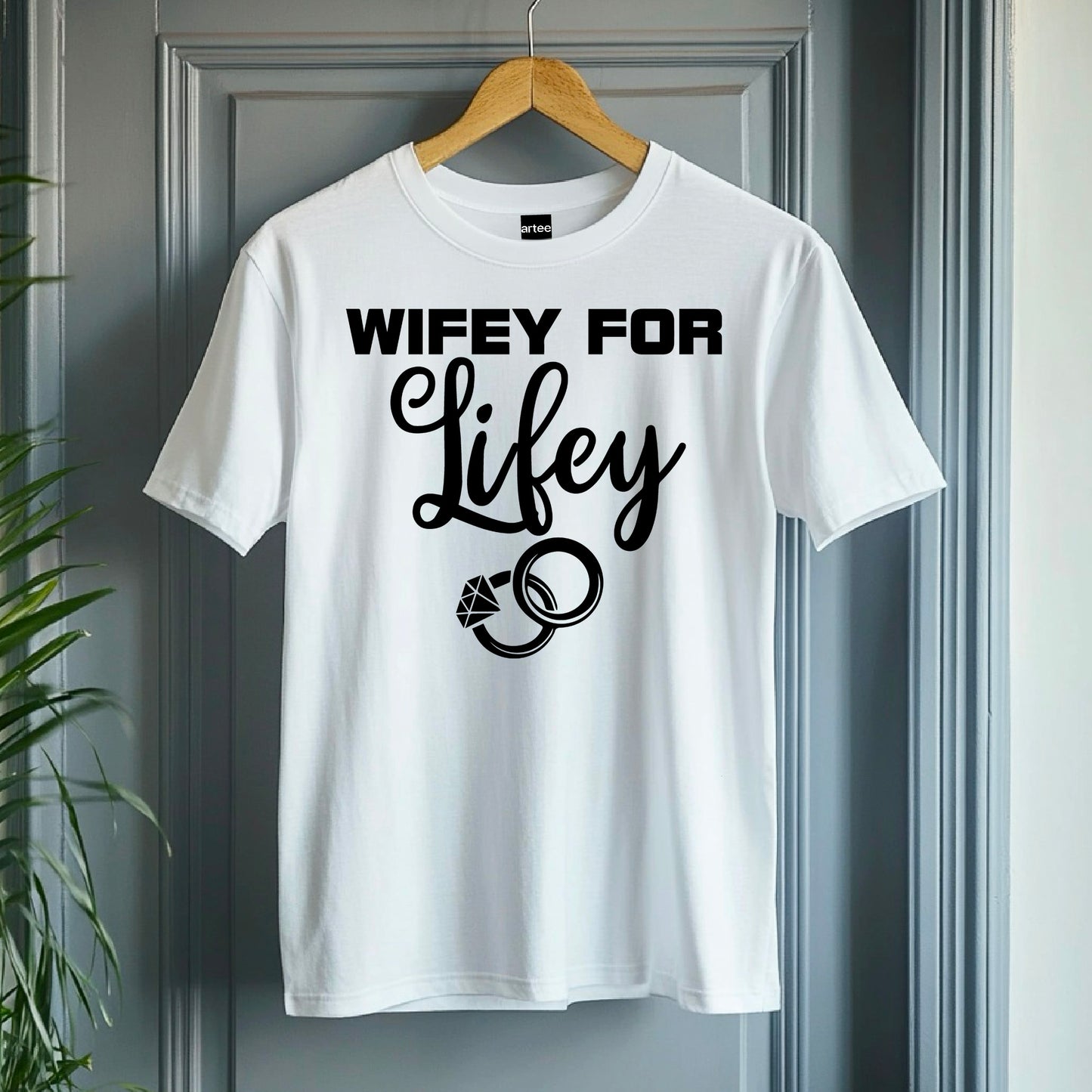 Wifey for Lifey T-Shirt – Cute Wedding Shirt with Rings – Bride Gift – Bachelorette Party Tee – Just Married Shirt for Her