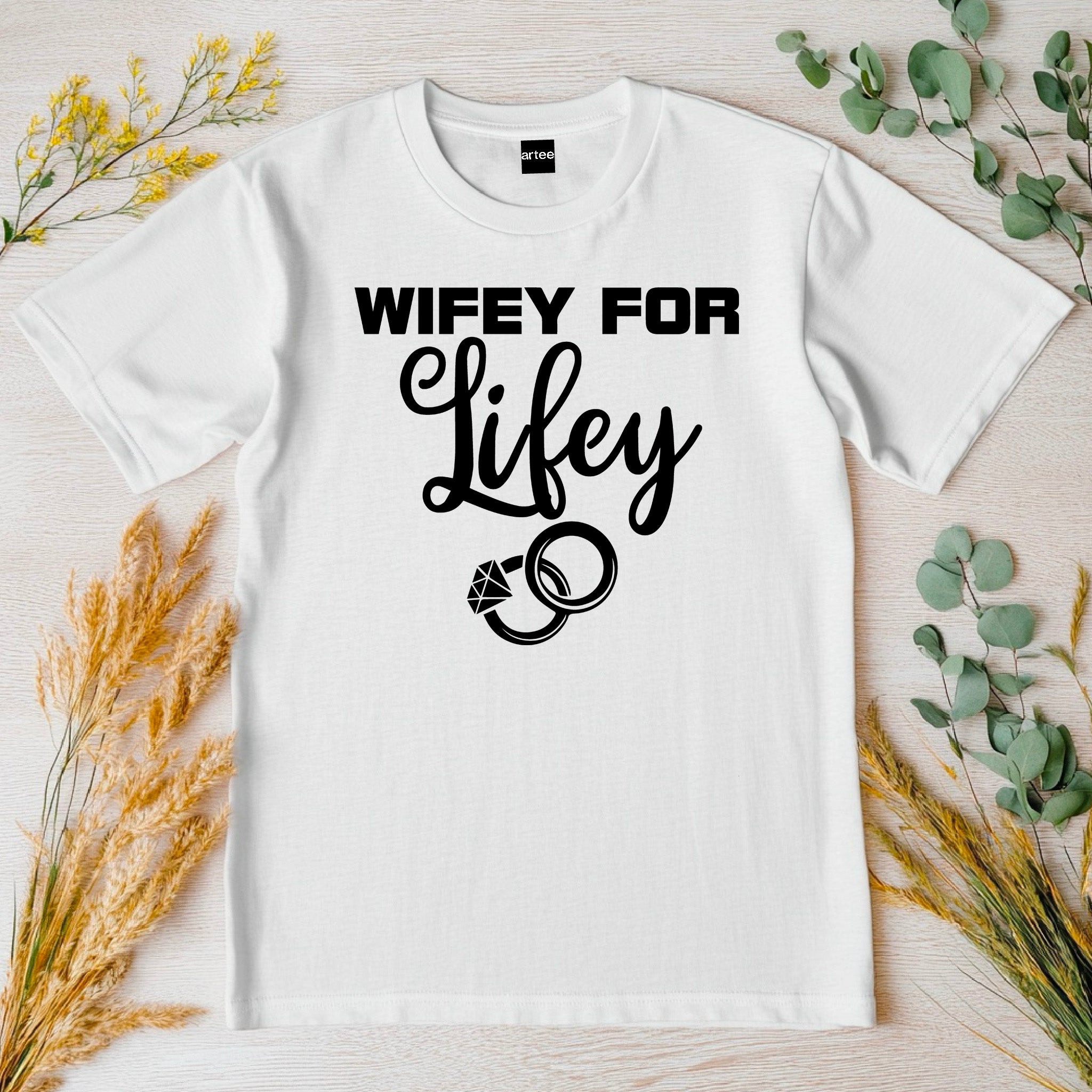 Wifey for Lifey T-Shirt – Cute Wedding Shirt with Rings – Bride Gift – Bachelorette Party Tee – Just Married Shirt for Her