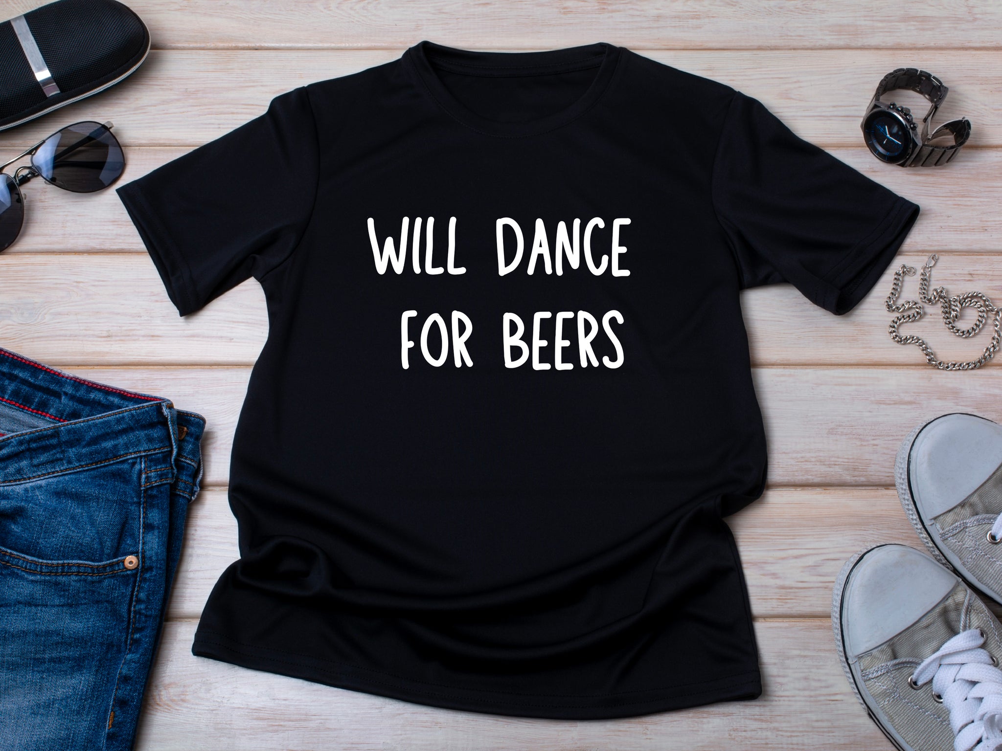 Funny Will Dance for Beers Shirt – Wedding Drinking Tee – Bachelor Party Outfit – Beer Party T-Shirt – Groomsman Gift Idea
