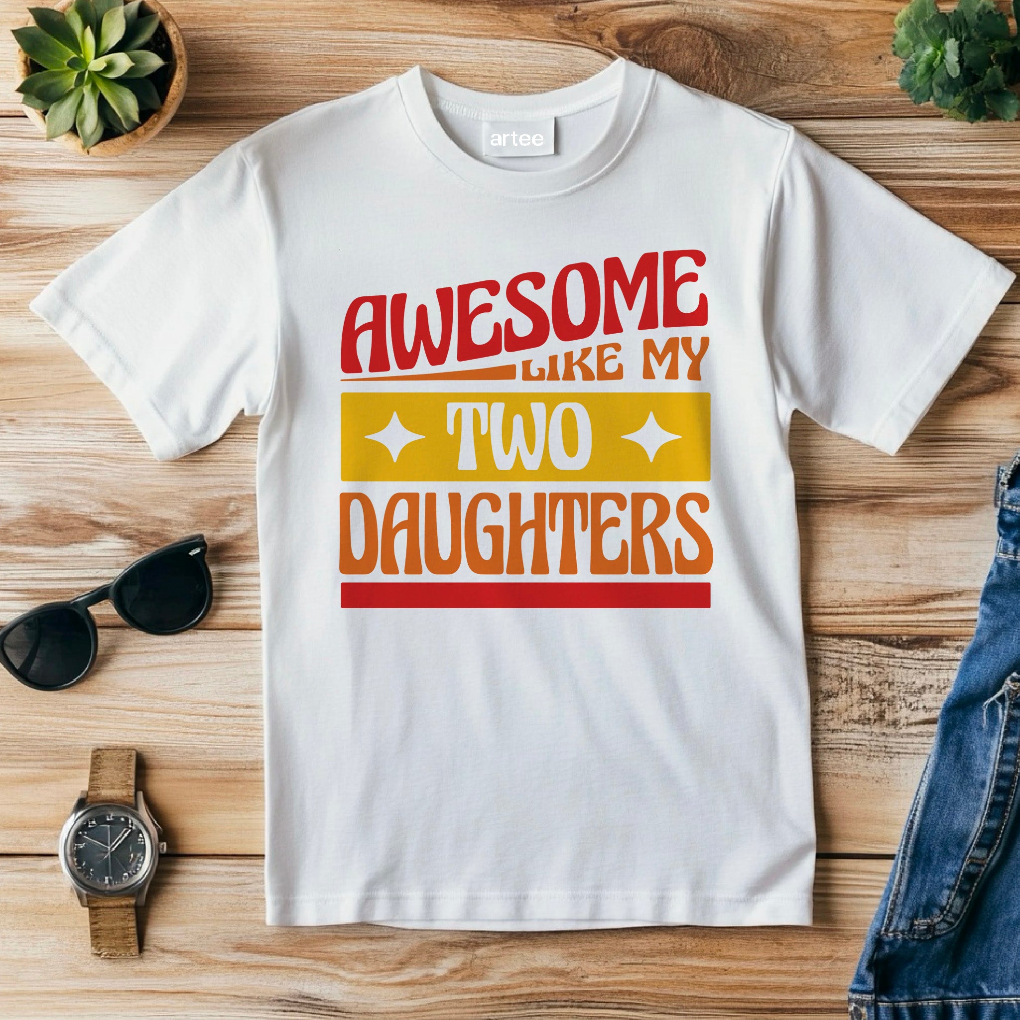 Awesome like my two daughters T-shirt, mothers Day, Funny Shirt For mom, proud mom Tee, Great Present Shirt Vintage For Mom Mother