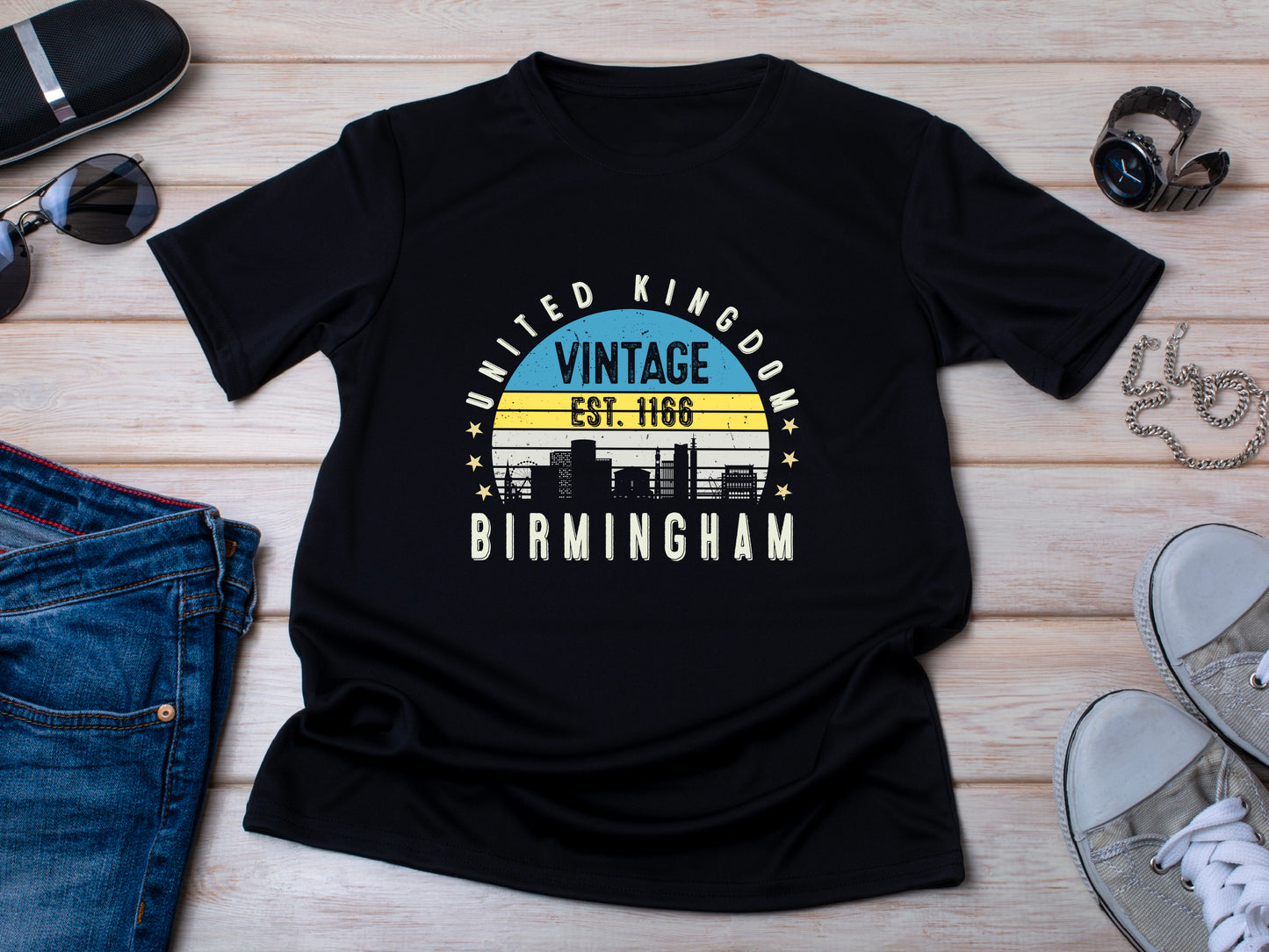 Birmingham T-Shirt Vintage Style | Est. 1166 Graphic Tee | UK City Retro Shirt | British Heritage Gift