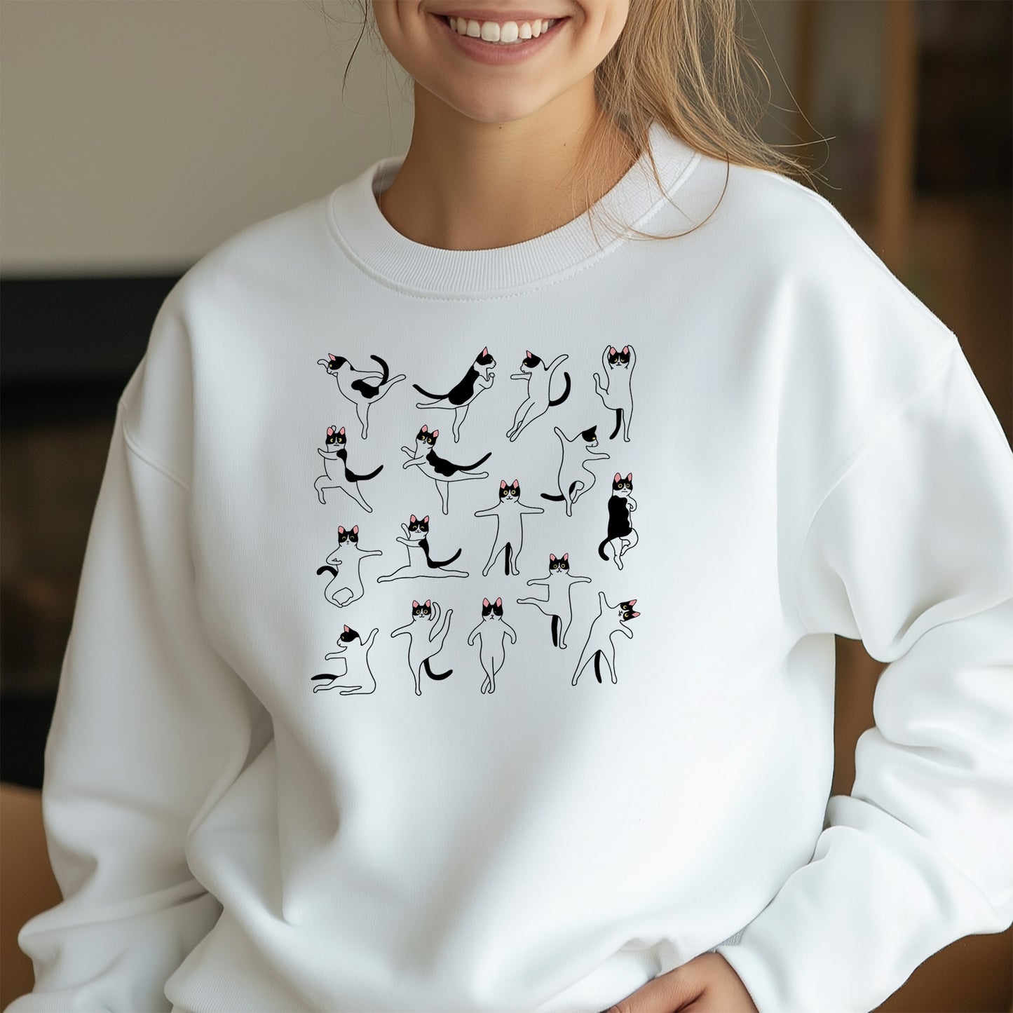 Cozy Cats  Graphic Sweatshirt - Cute Feline-Themed Casual Wear