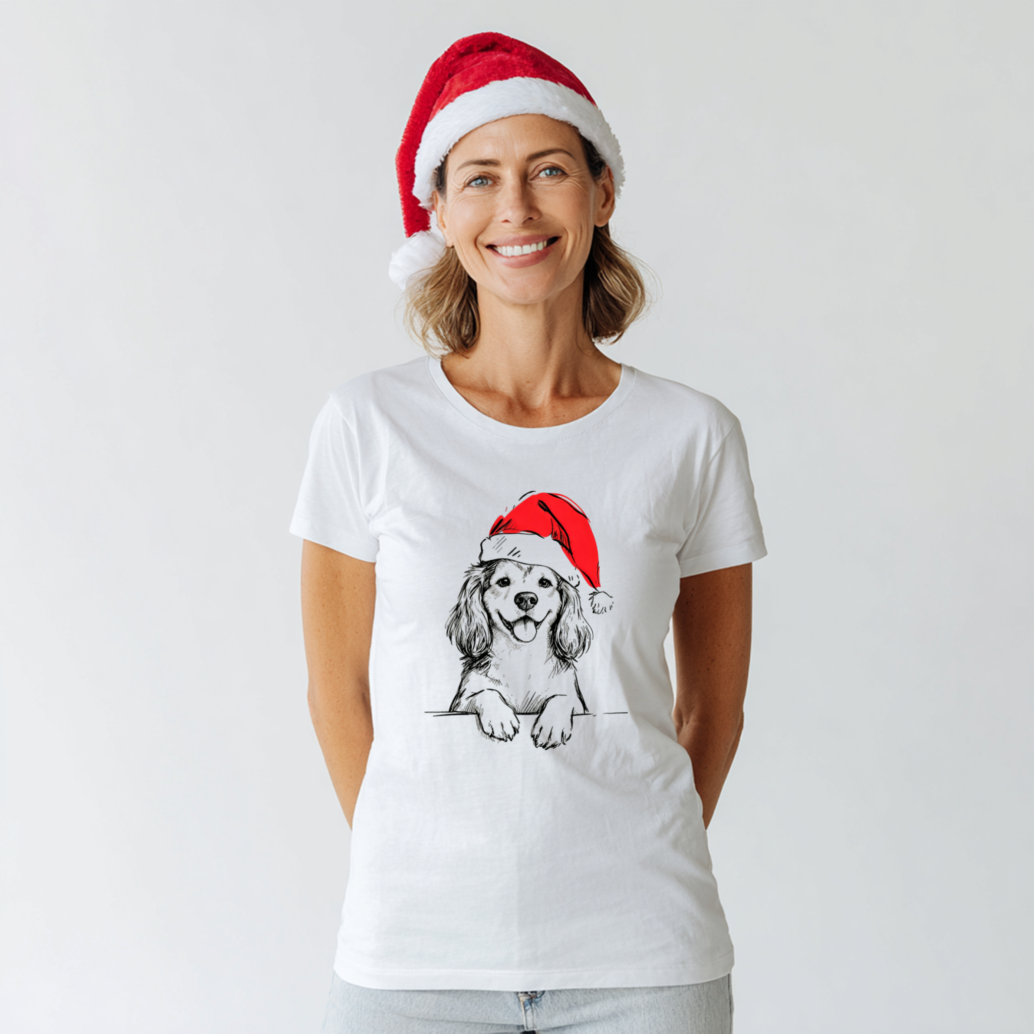 Cavalier King Charles Spaniel Christmas T-Shirt – Festive Santa Dog Tee for Cav Lovers