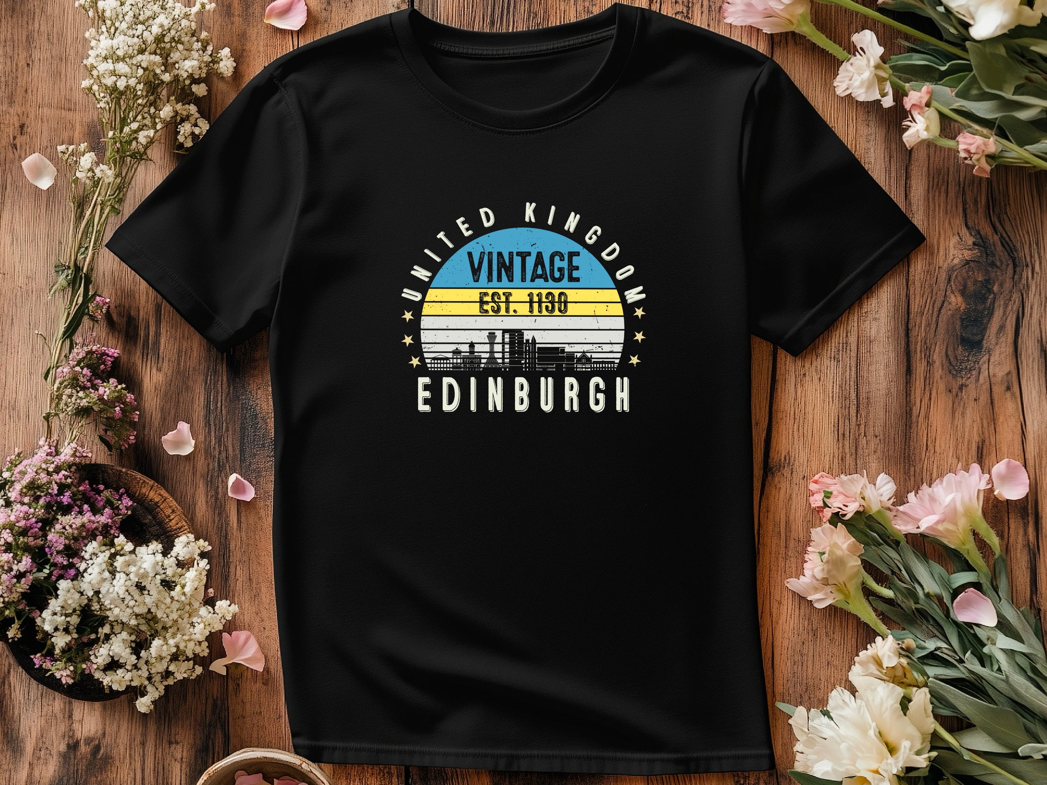 Edinburgh Est. 1130 T-Shirt – Vintage United Kingdom Tee – Retro UK City Shirt – British Heritage Gift – Unisex England Top