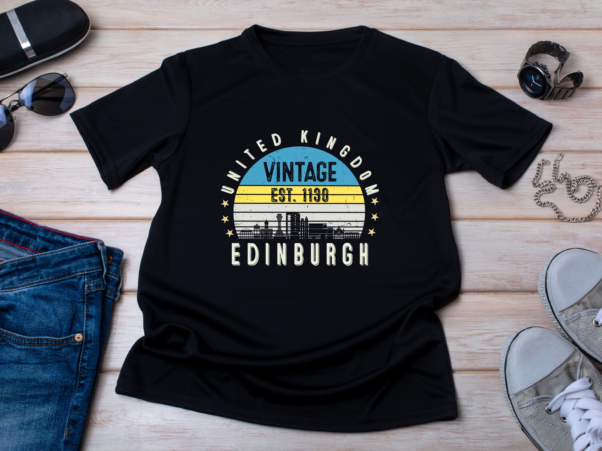 Edinburgh Est. 1130 T-Shirt – Vintage United Kingdom Tee – Retro UK City Shirt – British Heritage Gift – Unisex England Top