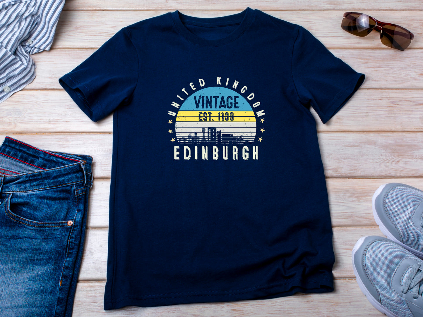 Edinburgh Est. 1130 T-Shirt – Vintage United Kingdom Tee – Retro UK City Shirt – British Heritage Gift – Unisex England Top