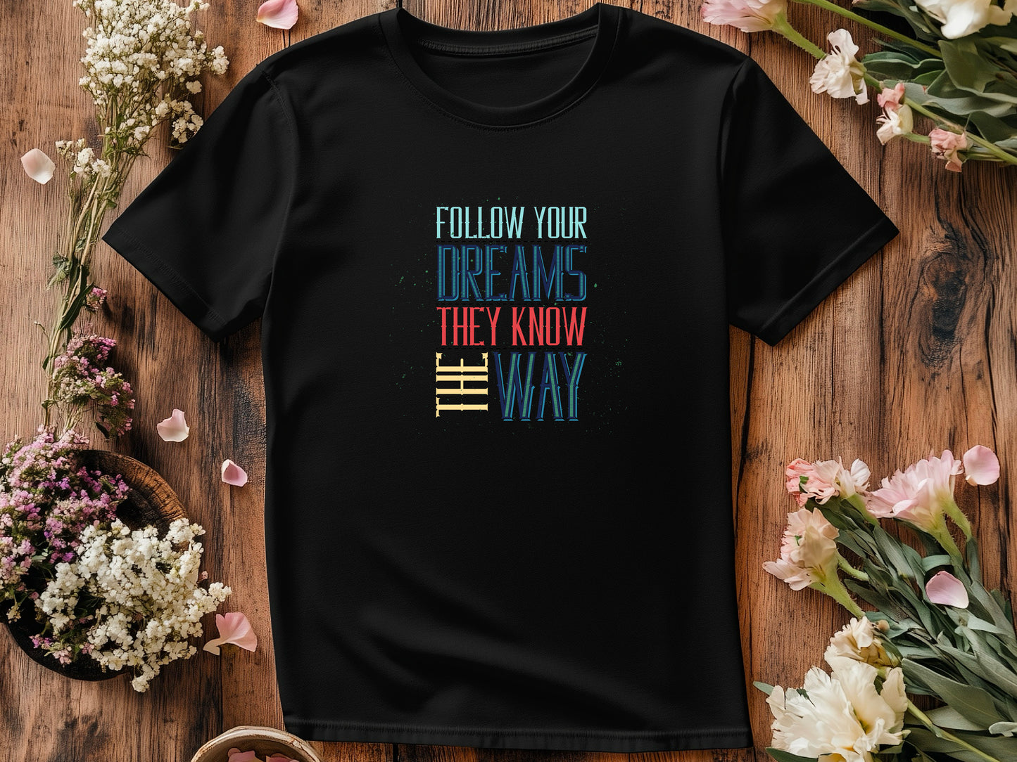 Follow Your Dreams T-Shirt – Vintage Inspirational Shirt – Positive Quote Tee – Uplifting Message – Motivational Gift T-Shirt