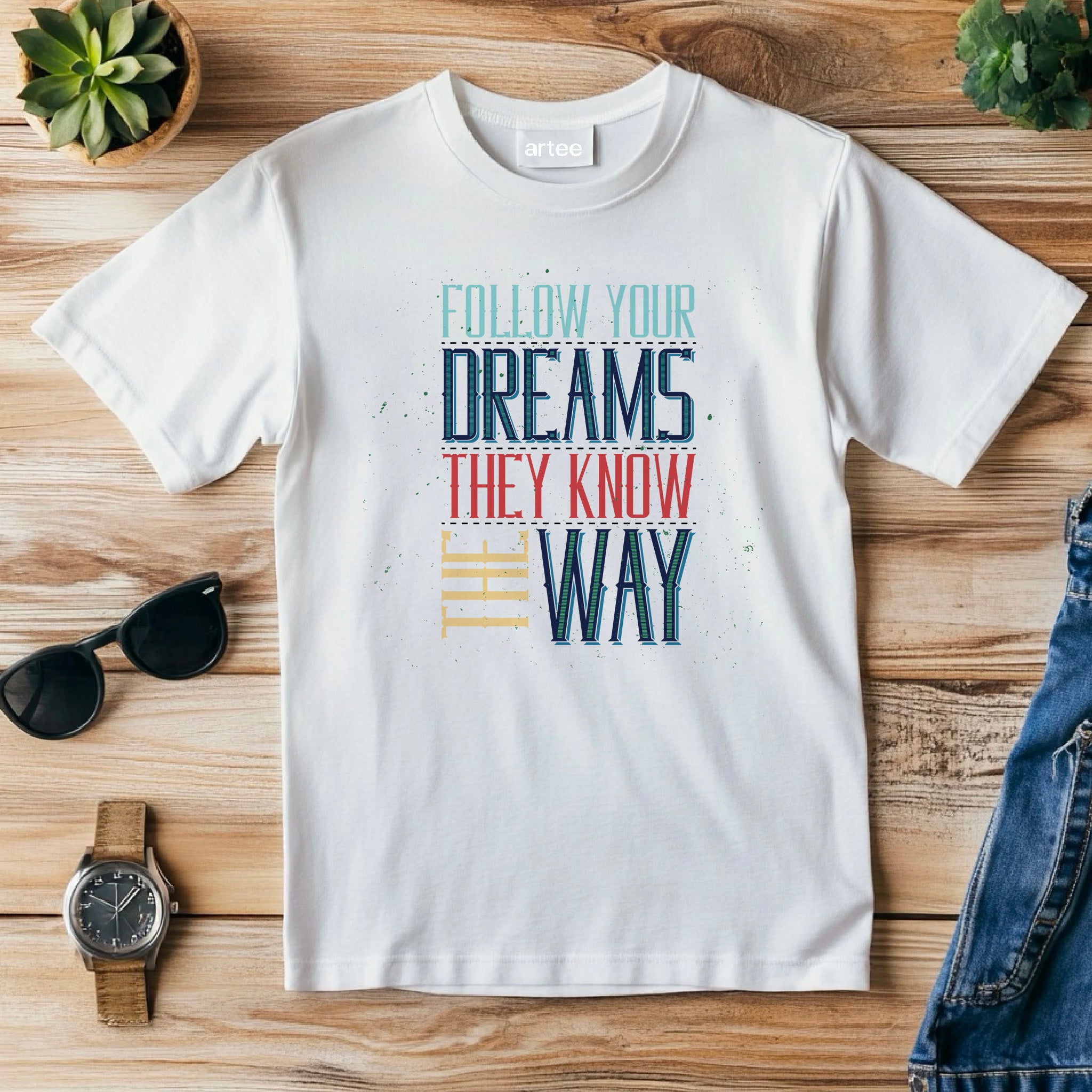 Follow Your Dreams T-Shirt – Vintage Inspirational Shirt – Positive Quote Tee – Uplifting Message – Motivational Gift T-Shirt