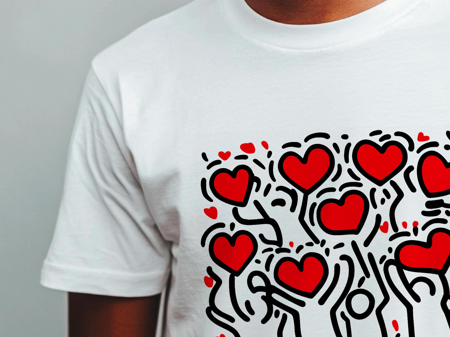 Keith Haring Clothing I Love Me | Colorful Keith Haring Print T-Shirt, Heart Art, Valentine T-Shirt, Unisex Fashion, Casual Style