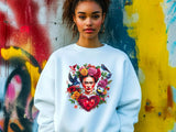 Frida Kahlo Art Sweatshirt | Unique Valentine Gift for Her | Women's Cute Love Sweatshirt for Valentine's Day