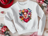 Frida Kahlo Art Sweatshirt | Unique Valentine Gift for Her | Women's Cute Love Sweatshirt for Valentine's Day