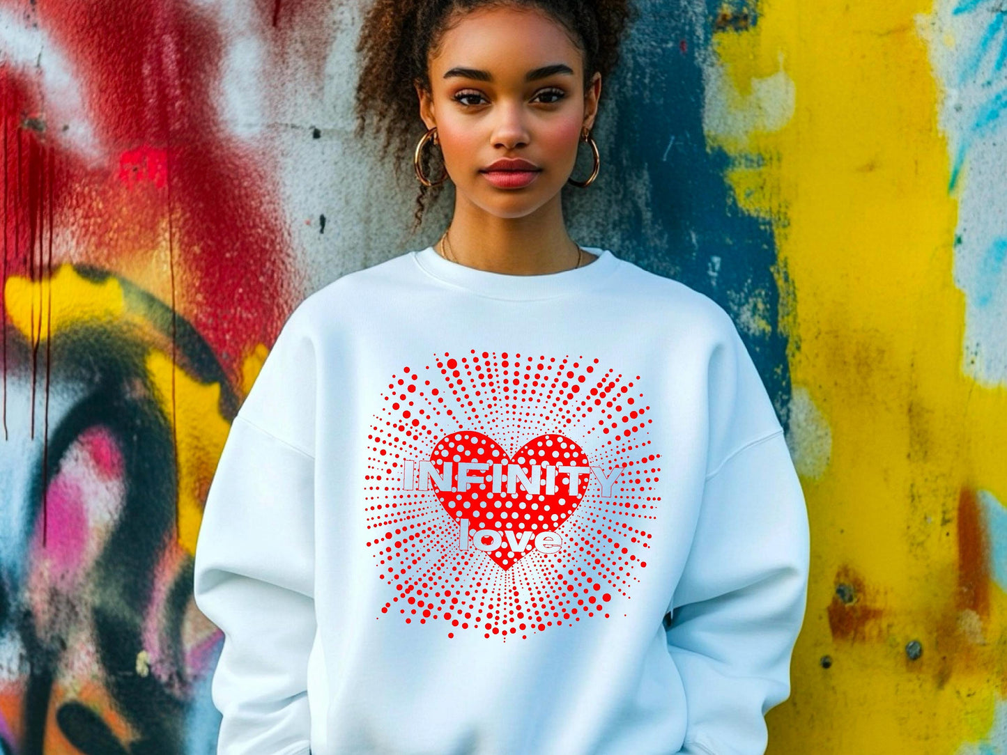 Yayoi Kusama Inspired Infinity Love Sweatshirt - Red Polka Dot Feminist Art, Perfect Valentine Gift