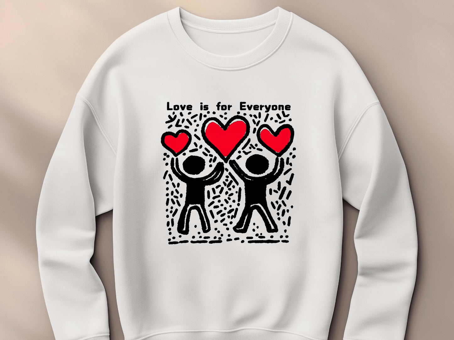 Keith Haring 'Love is for Everyone' Sweatshirt | Colorful Heart Art, Valentine, Unisex Fashion
