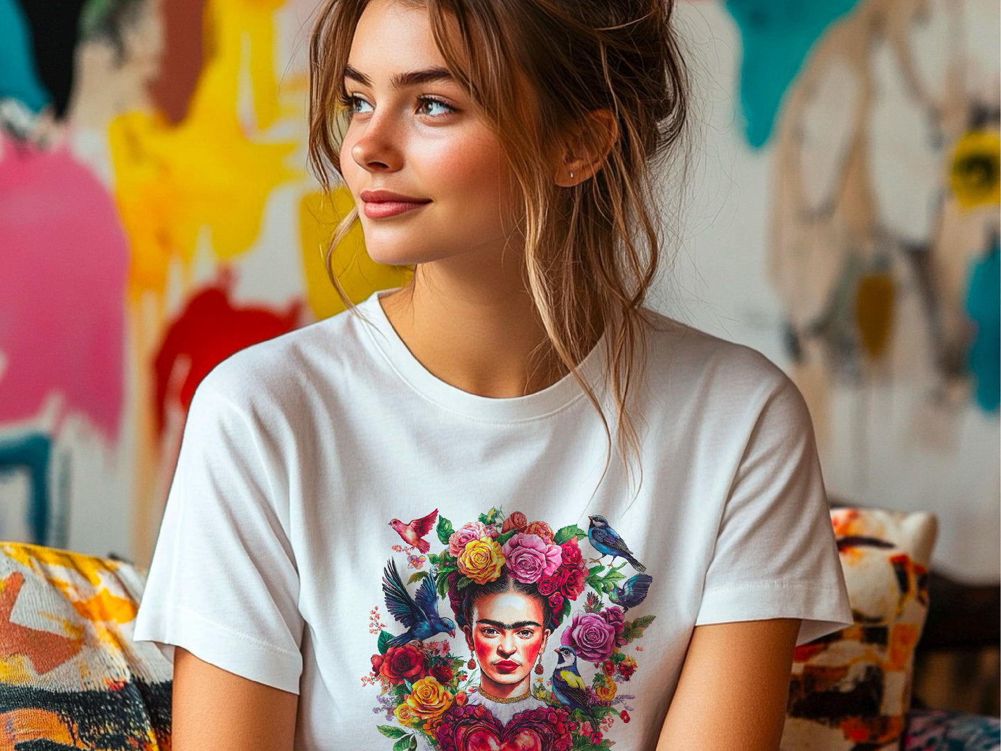 Valentine T-Shirt | Frida Kahlo Art Tee | Unique Gift for Her | Women's Cute Love Shirt for Valentine's Day