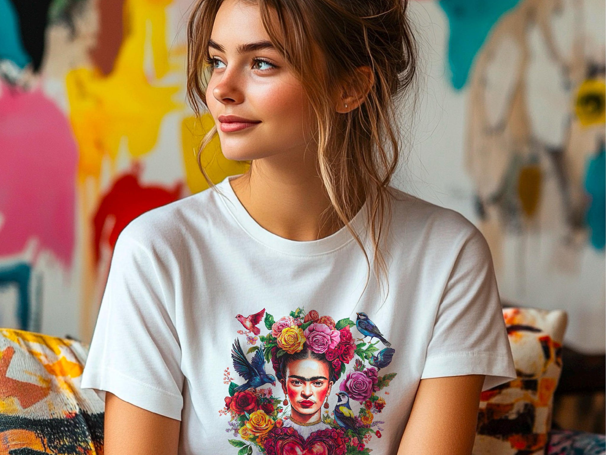 Valentine T-Shirt | Frida Kahlo Art Tee | Unique Gift for Her | Women's Cute Love Shirt for Valentine's Day