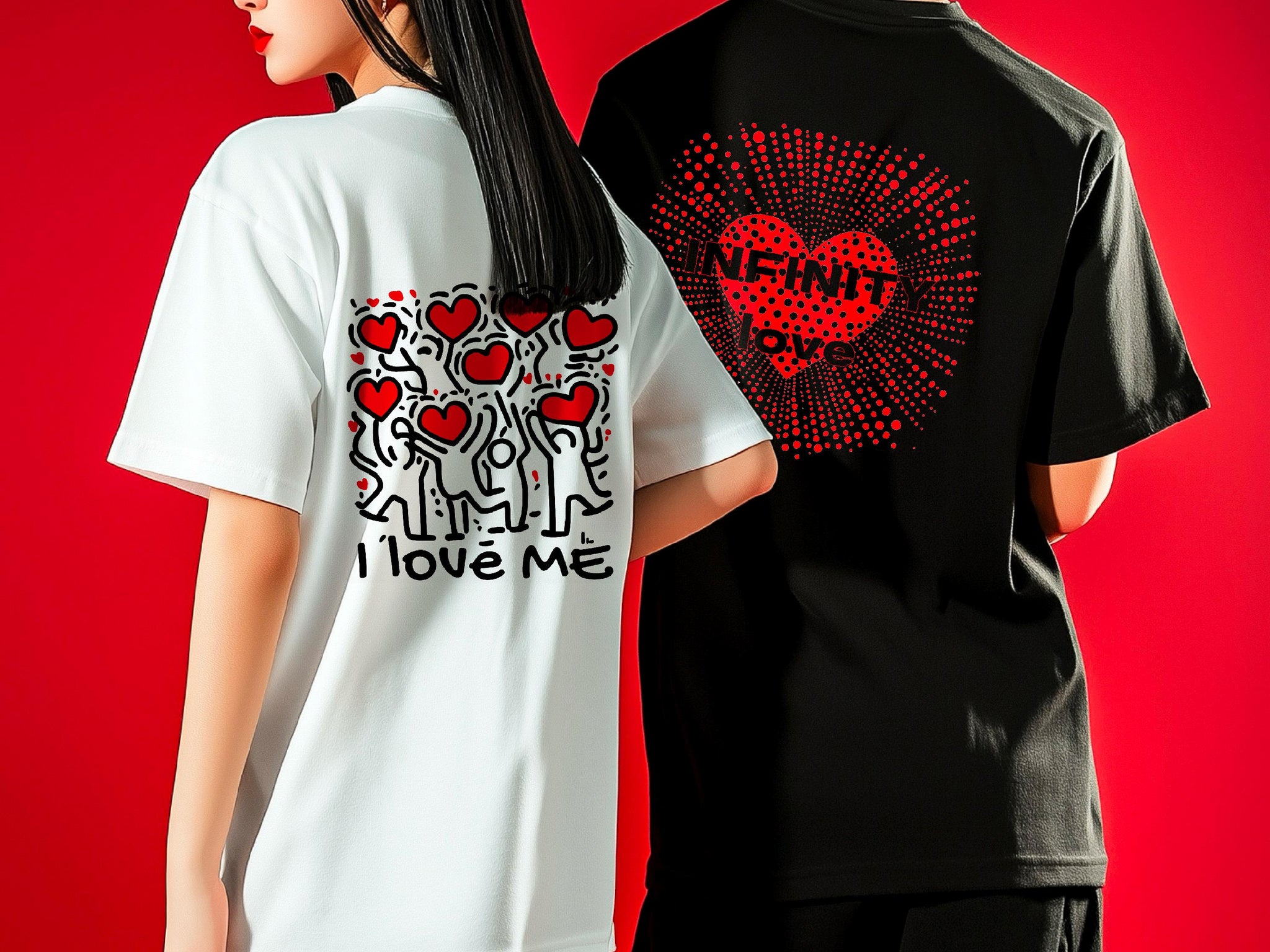 Keith Haring Clothing I Love Me | Colorful Keith Haring Print T-Shirt, Heart Art, Valentine T-Shirt, Unisex Fashion, Casual Style