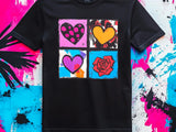Andy Warhol Inspired Heart & Rose Pop Art Tee - Perfect Valentine Gift for Art Lovers
