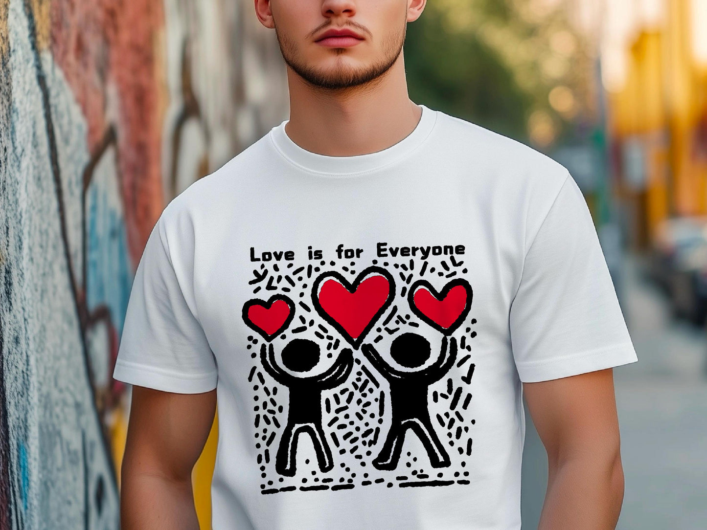 Keith Haring Inspired T-Shirt - Love and Kiss Pop Art Tee, Perfect Valentine Gift