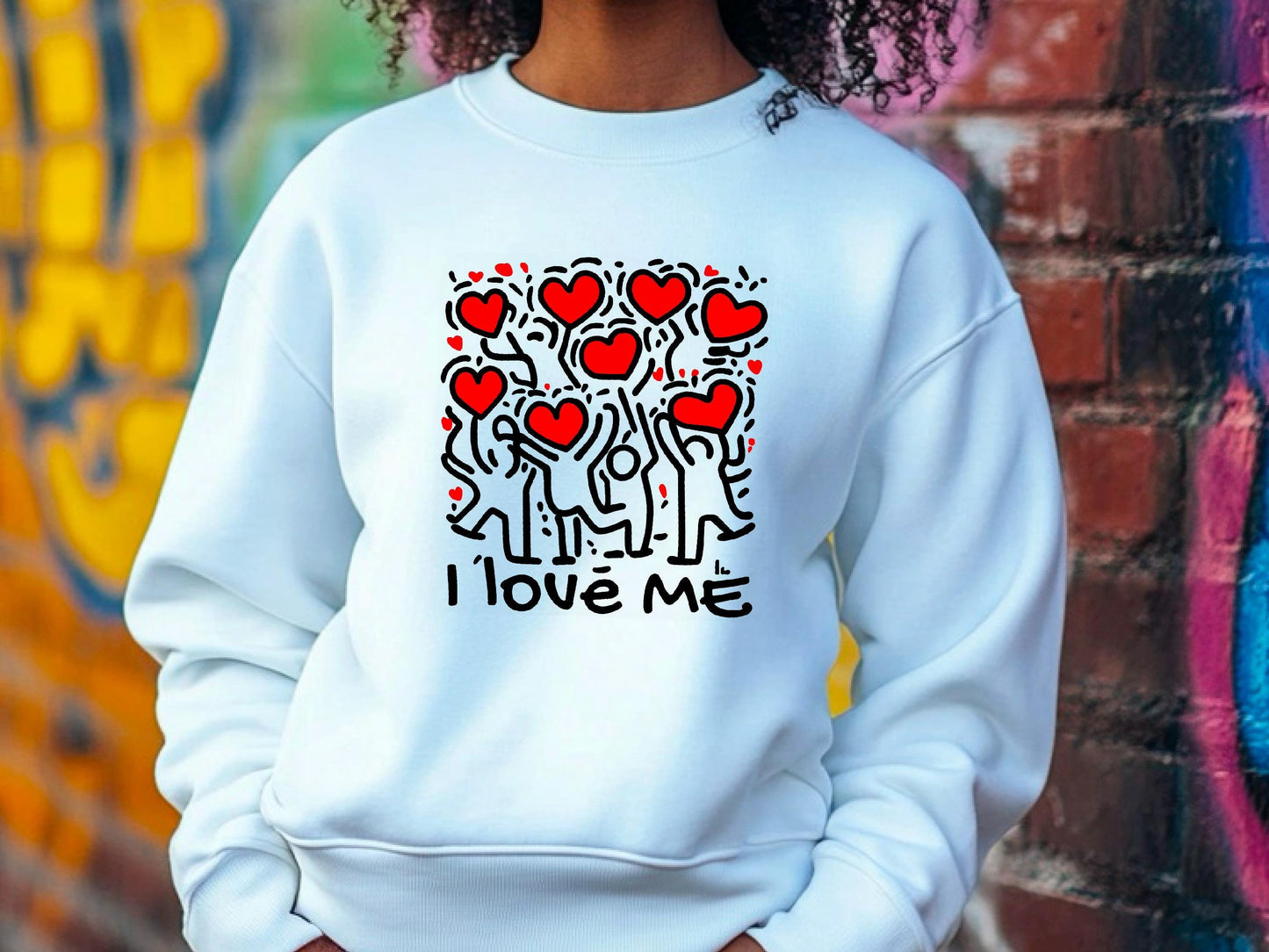 Keith Haring 'I Love Me' T-Shirt | Colorful Print, Heart Art, Valentine's Day Tee, Unisex Casual Style