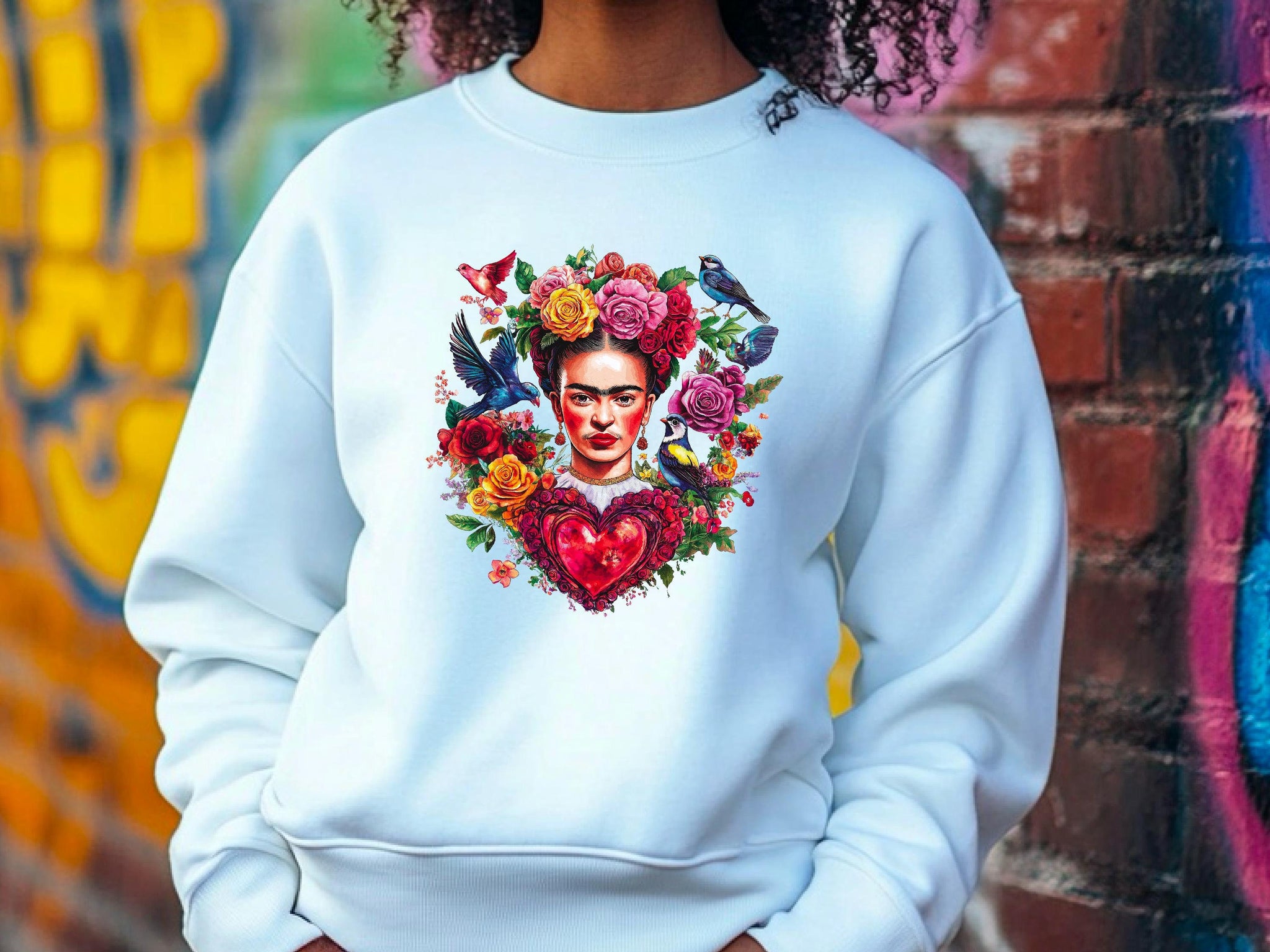 Frida Kahlo Art Sweatshirt | Unique Valentine Gift for Her | Women's Cute Love Sweatshirt for Valentine's Day