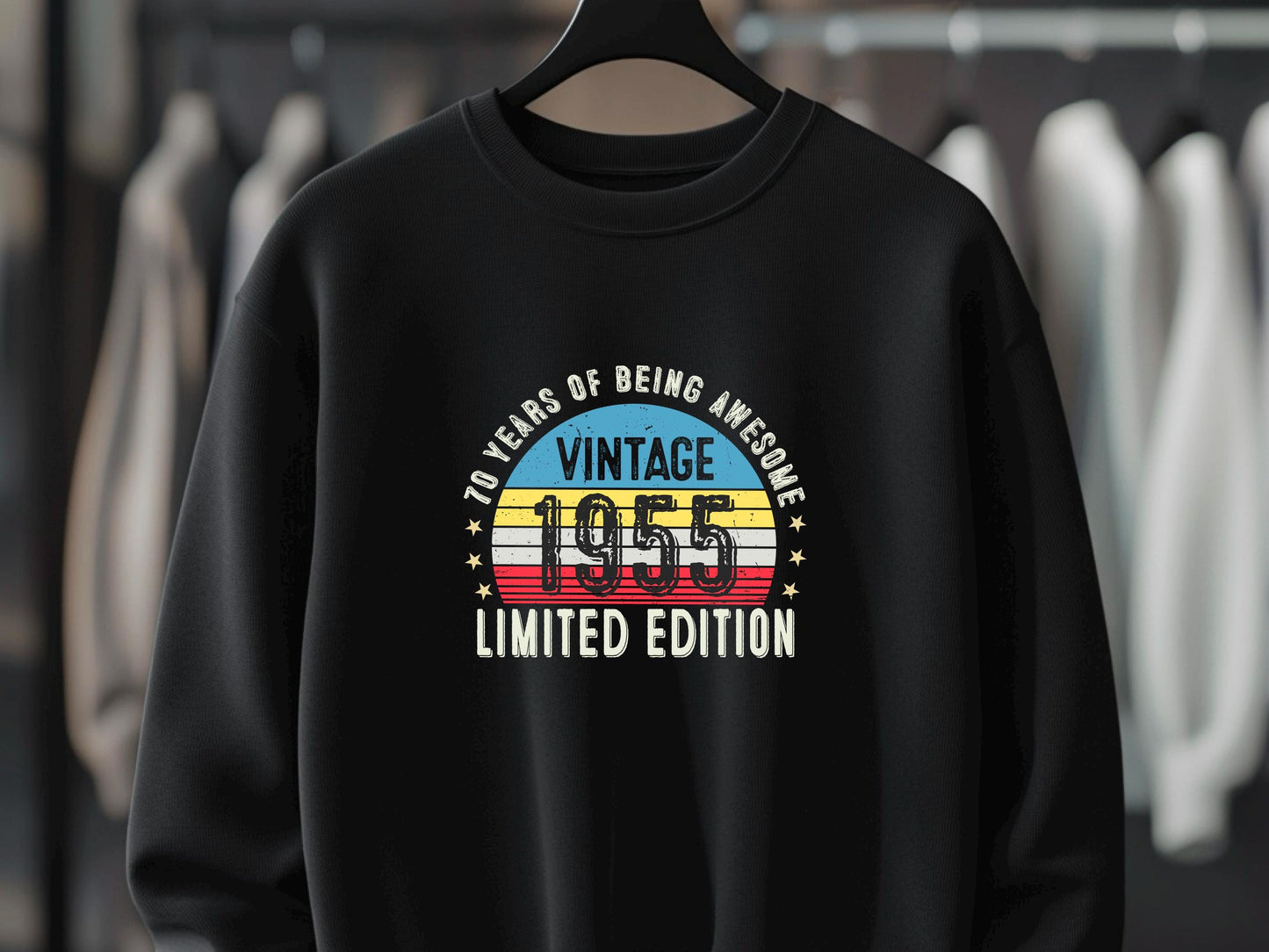 1955 70th Birthday Sweatshirt | Funny 70th Gifts for Dad, Gifts for Him | Cozy 70th Sweatshirt for Men