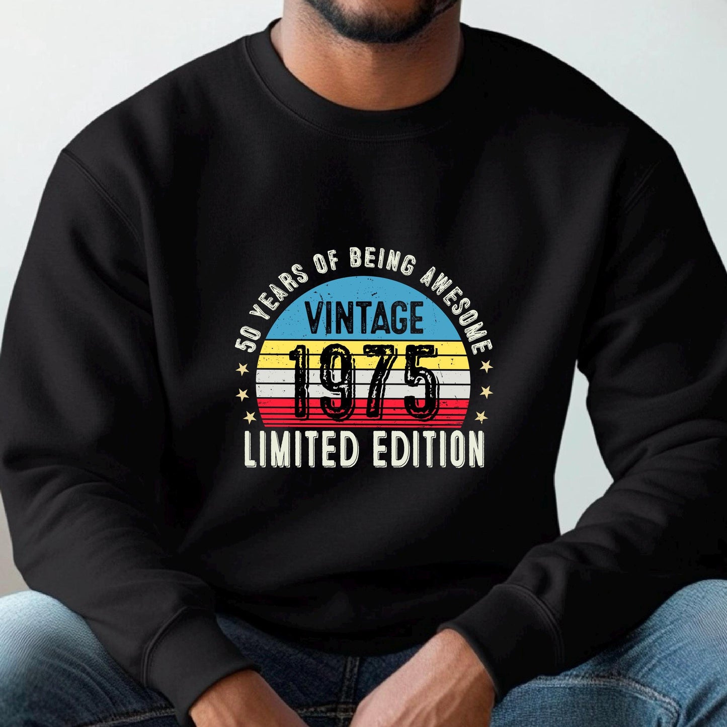 1975 50th Birthday Sweatshirt | Funny 50th Gifts for Dad, Gifts for Him | Cozy 50th Sweatshirt for Men