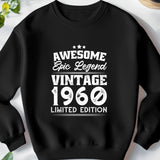 Epic Legend 1960 Sweatshirt | 65th Birthday Gift for Him | Vintage 1960 Shirt | Funny 65th Gift