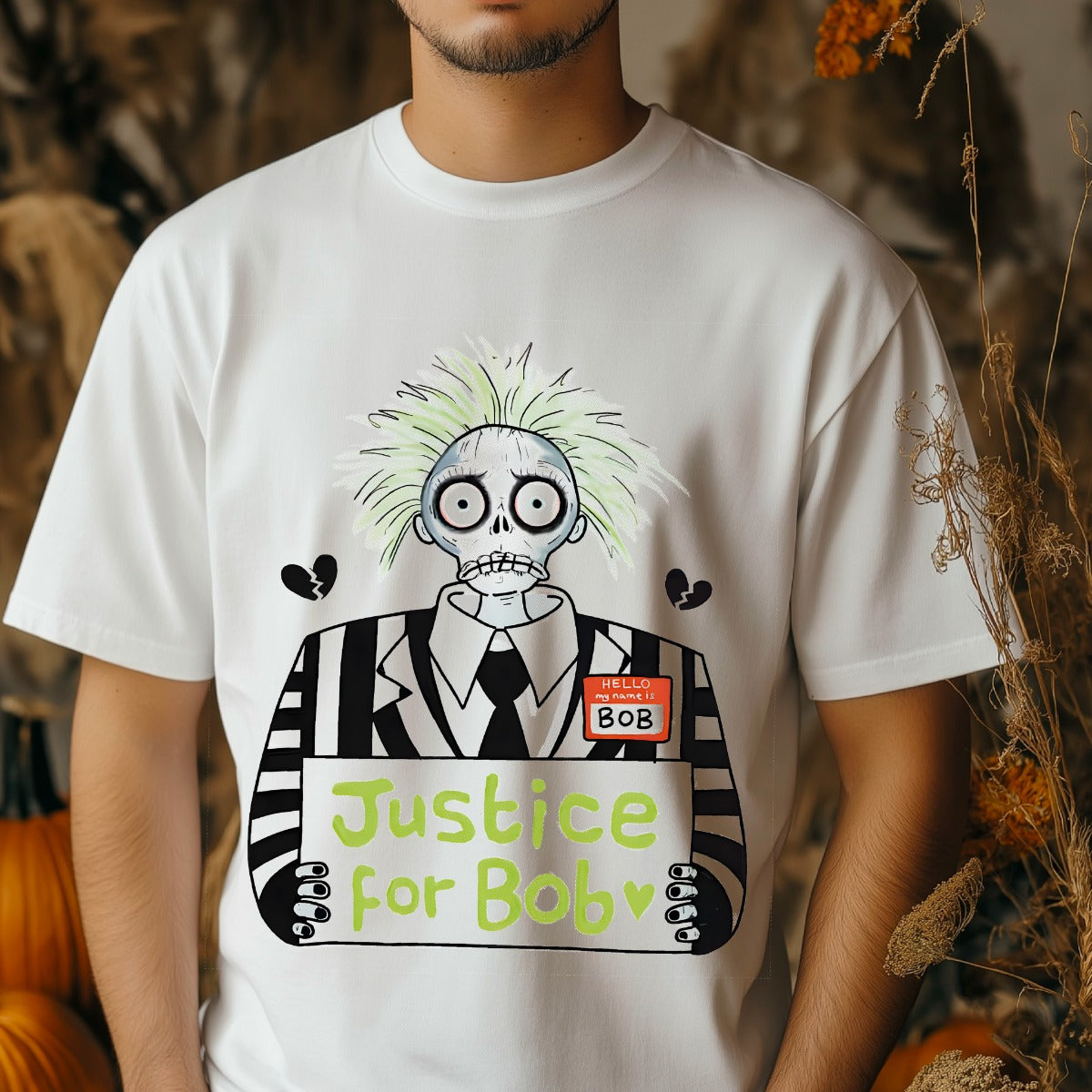 Beetlejuice Justice for Bob Graphic Organic Cotton T-Shirt